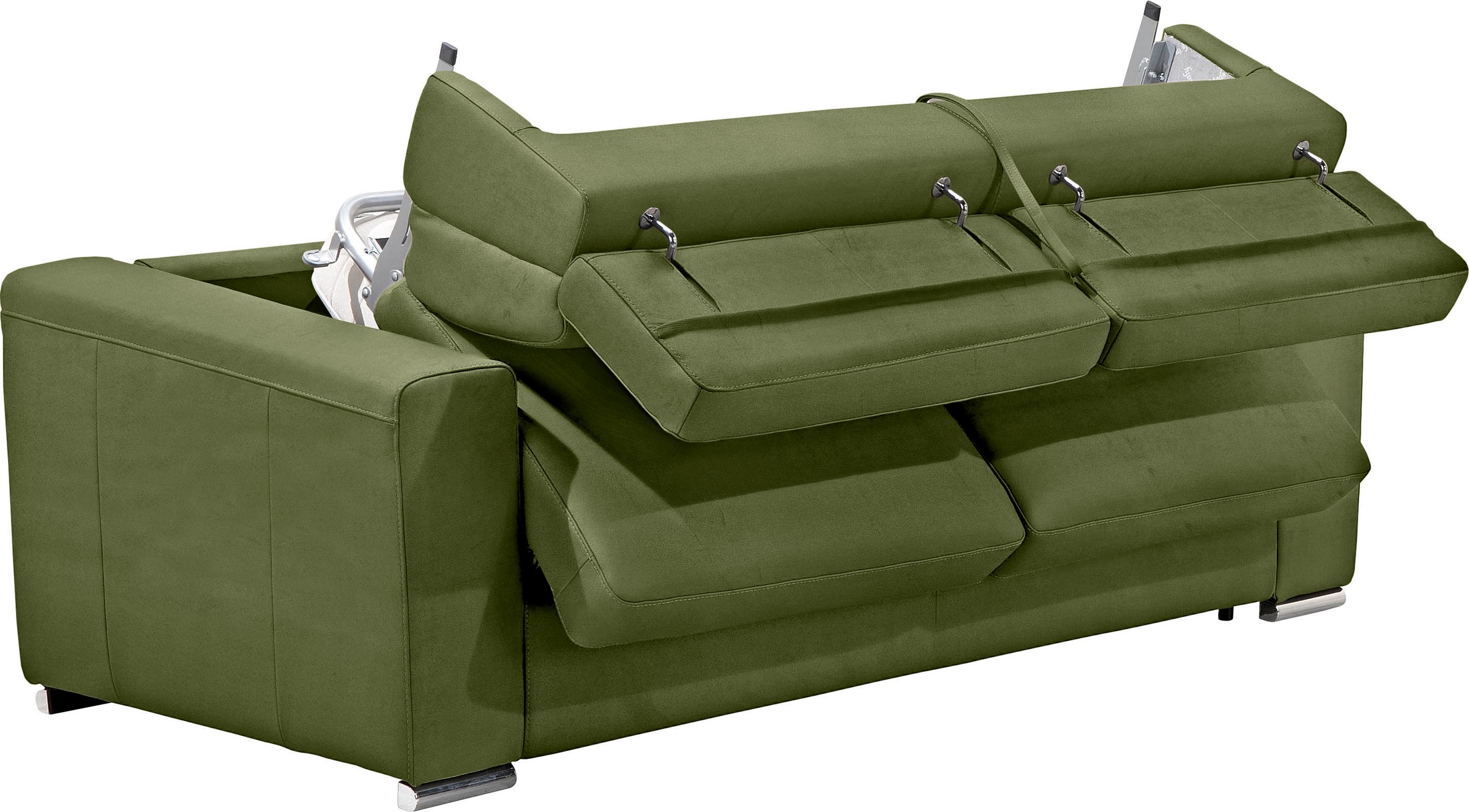 Egoitaliano Schlafsofa »Cabiria, Design und super Sitz- und Liegekomfort«, Sofa inkl. Schlaffunktion, Kopfteile verstellbar, mit Metallfüssen
