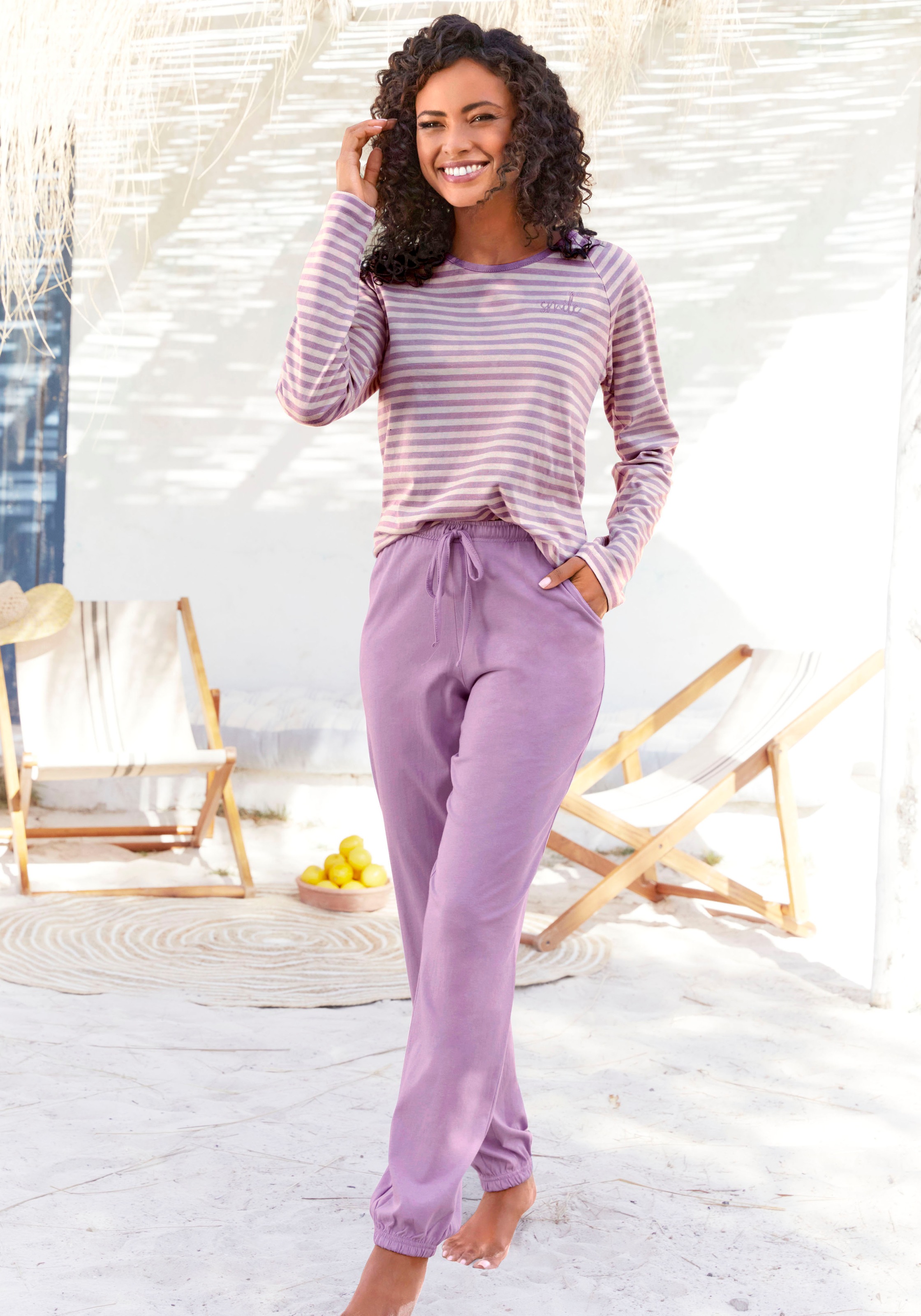 Vivance Dreams Pyjama, mit garngefärbten Streifen kaufen