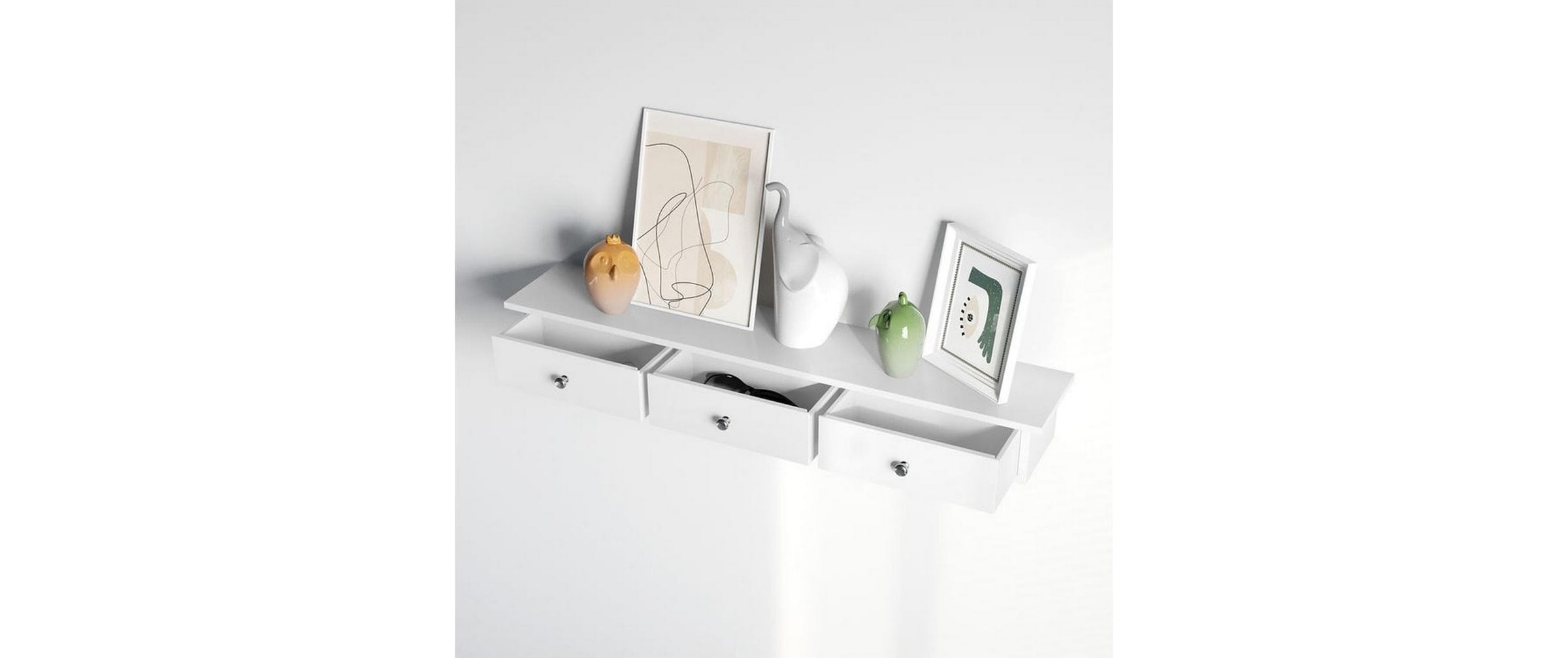 SONGMICS Wandregal »mit Schubladen Weiss«