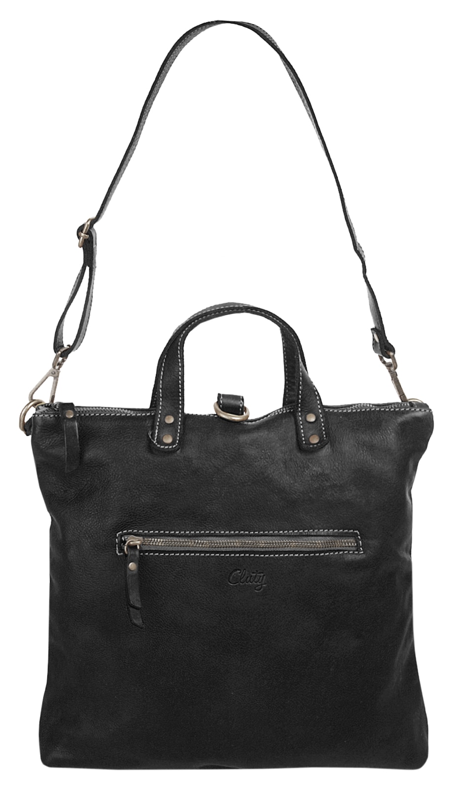 Cluty Umhängetasche, echt Leder, Made in Italy