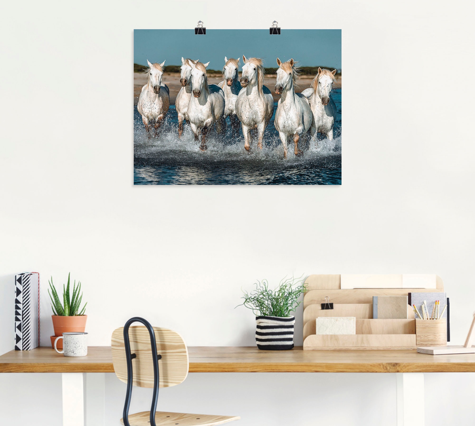 Artland Wandbild »Camargue Pferde galoppieren am Strand«, Haustiere, (1 St.), als Alubild, Outdoorbild, Leinwandbild, Poster, Wandaufkleber