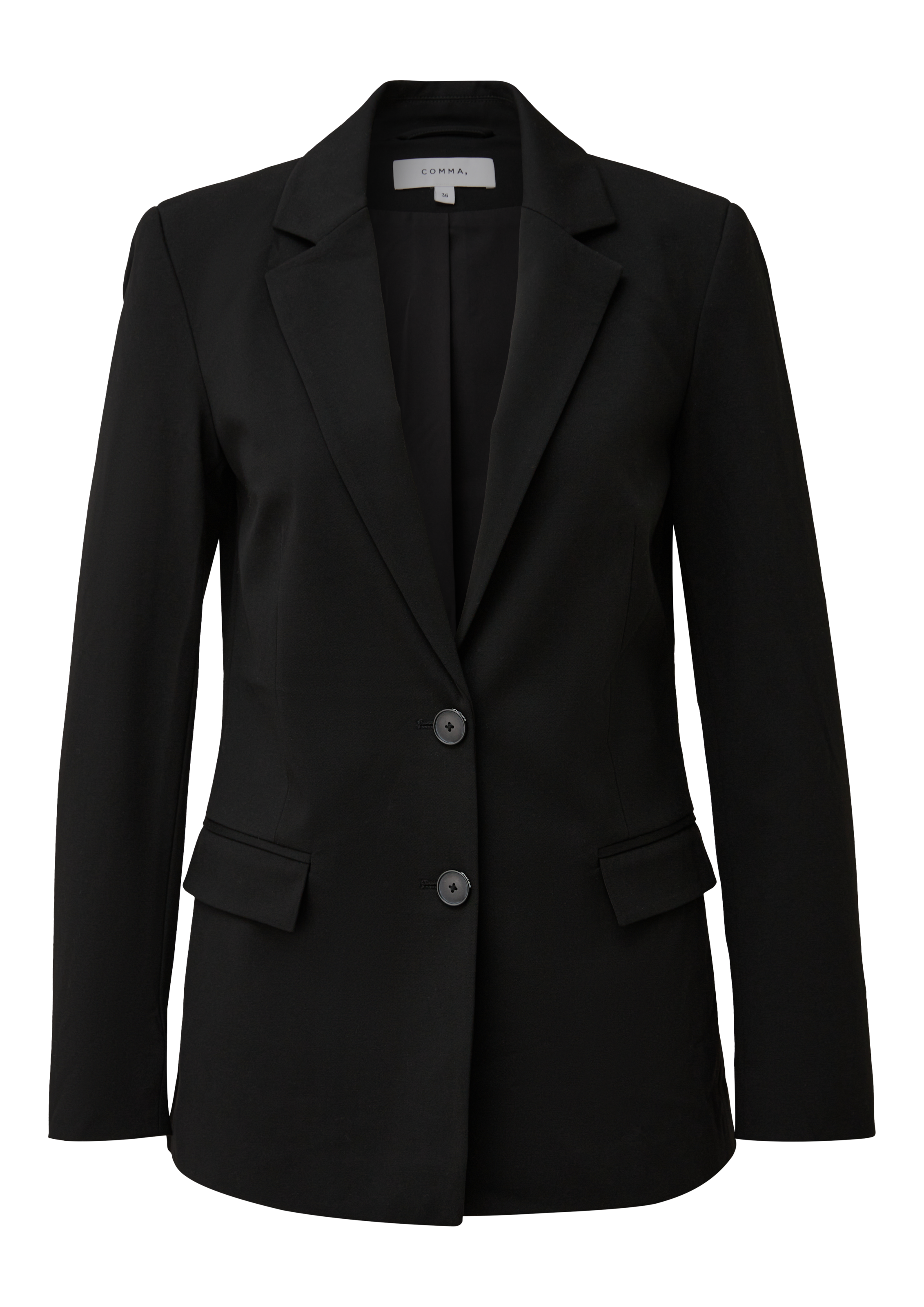 Comma Jackenblazer mit Reverskragen und 2-Knopf-Verschluss, aus Viskose und Stretch