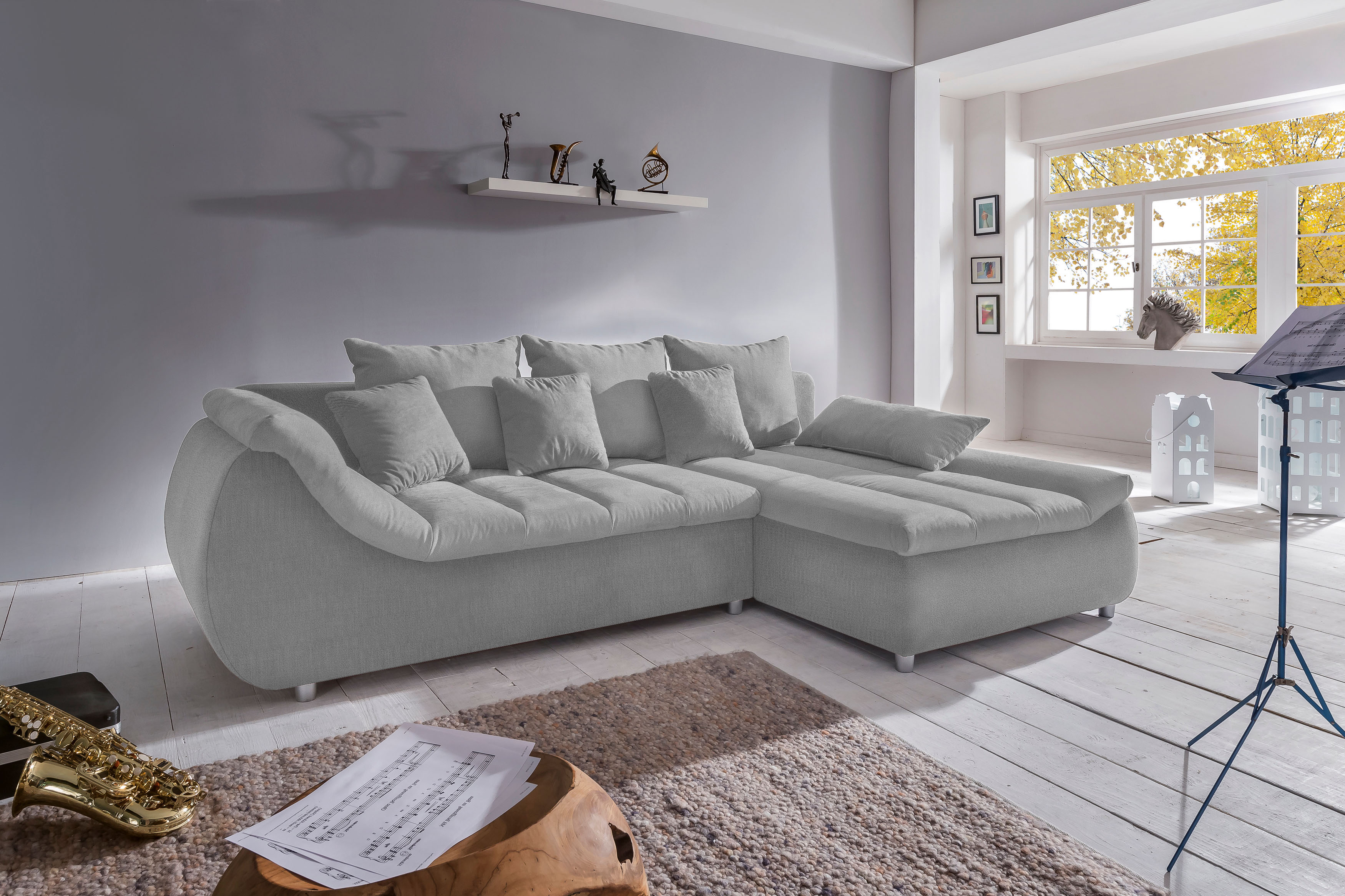 Home affaire Ecksofa "Imola, bequem, aktuelle Steppung im Sitz, L-Form, Breite 270cm" wahlweise mit Bettfunktion