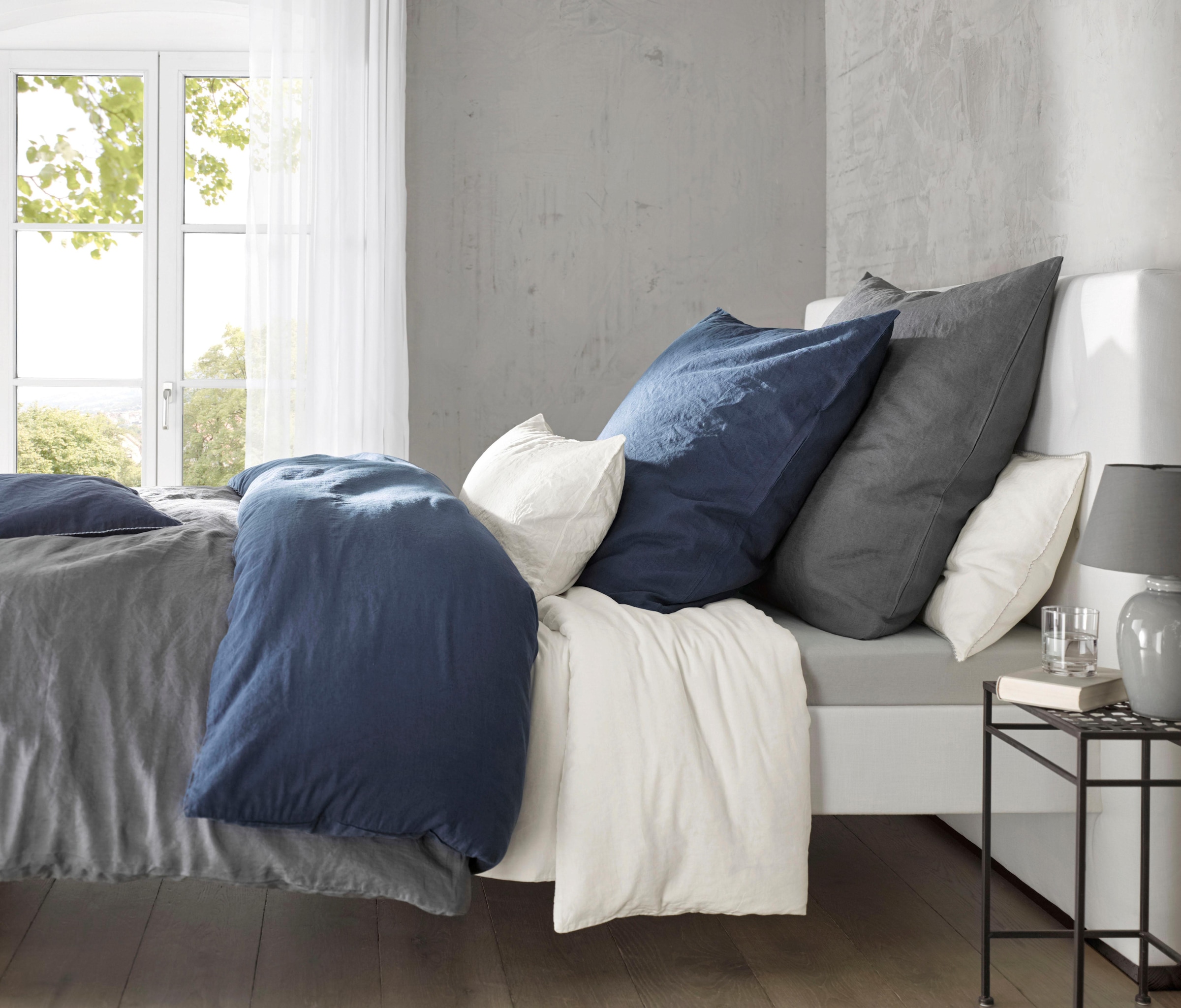 fleuresse Bettwäsche »Provence in Gr. 135x200, 155x220 oder 200x200 cm«, Halbleinen, 50% Baumwolle, 50% Leinen, Gr. 135x200, 155x220, 200x200cm