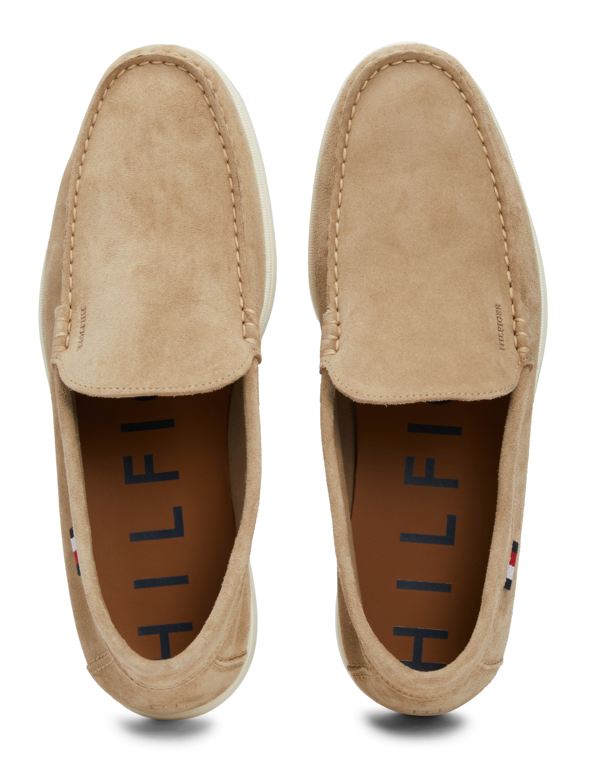 Tommy Hilfiger Slipper »HILFIGER CASUAL SUEDE LOAFER«, Businessmode, Schlupfschuh, Freitzeitschuh mit seitlicher Logoflag