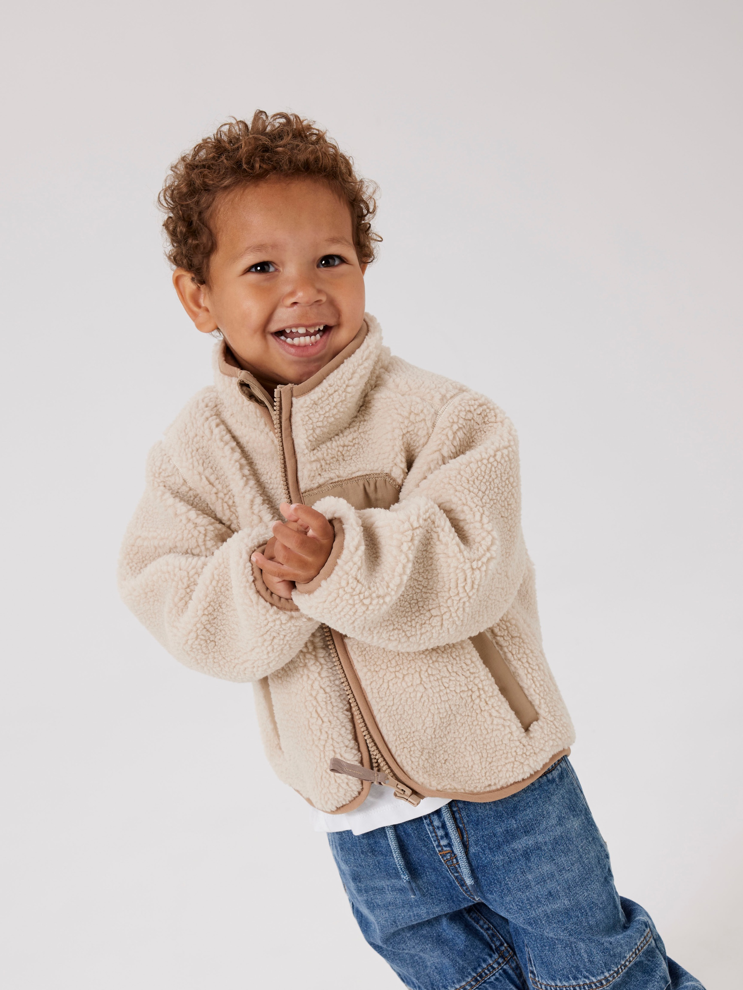 Name It Strickfleecejacke »NMNMATTIA SHERPA JACKET PB« ohne Kapuze