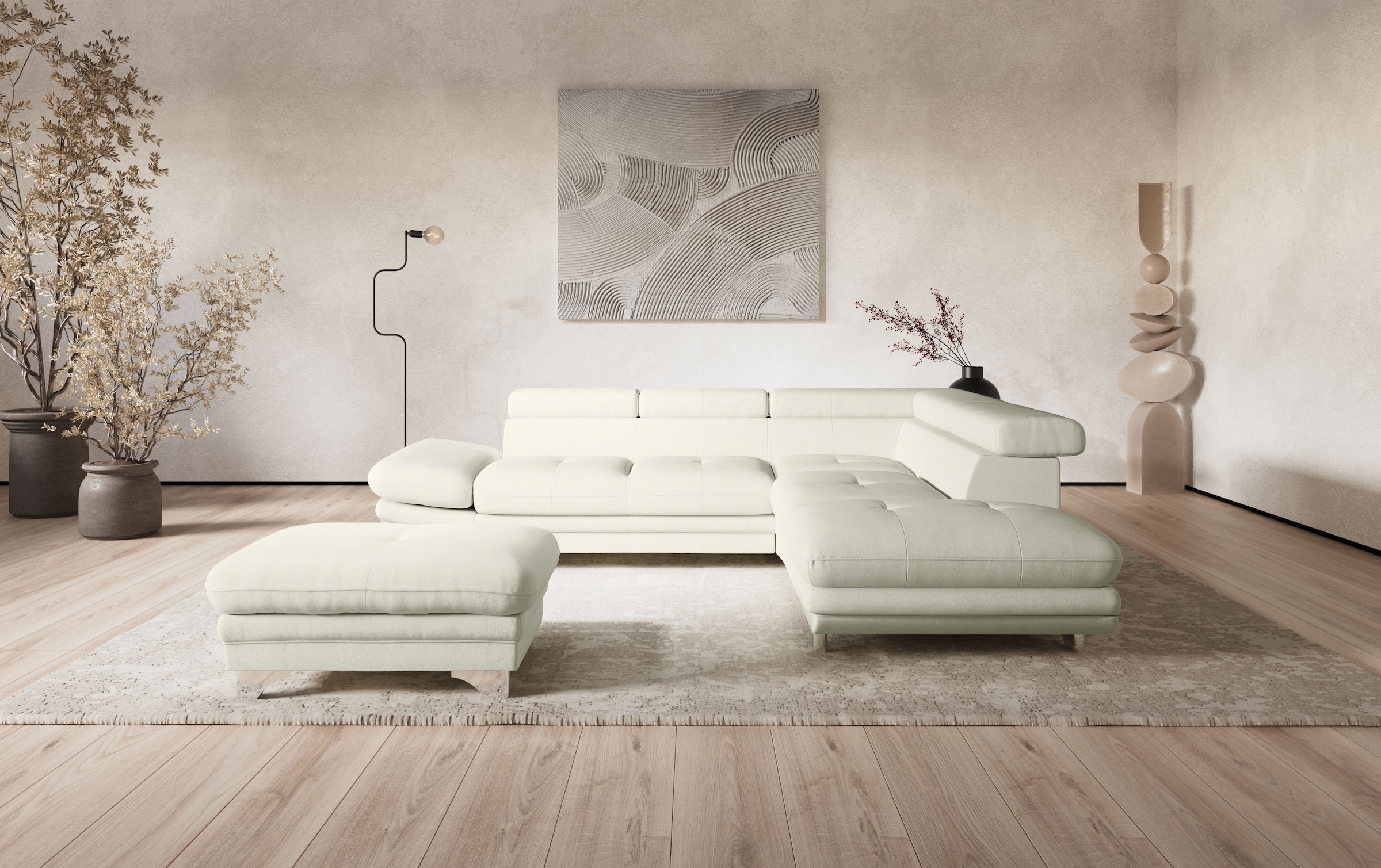 COTTA Ecksofa "Enterprise L-Form" mit Arm- & Kopfteilverstellung, wahlweise mit Bettfunktion