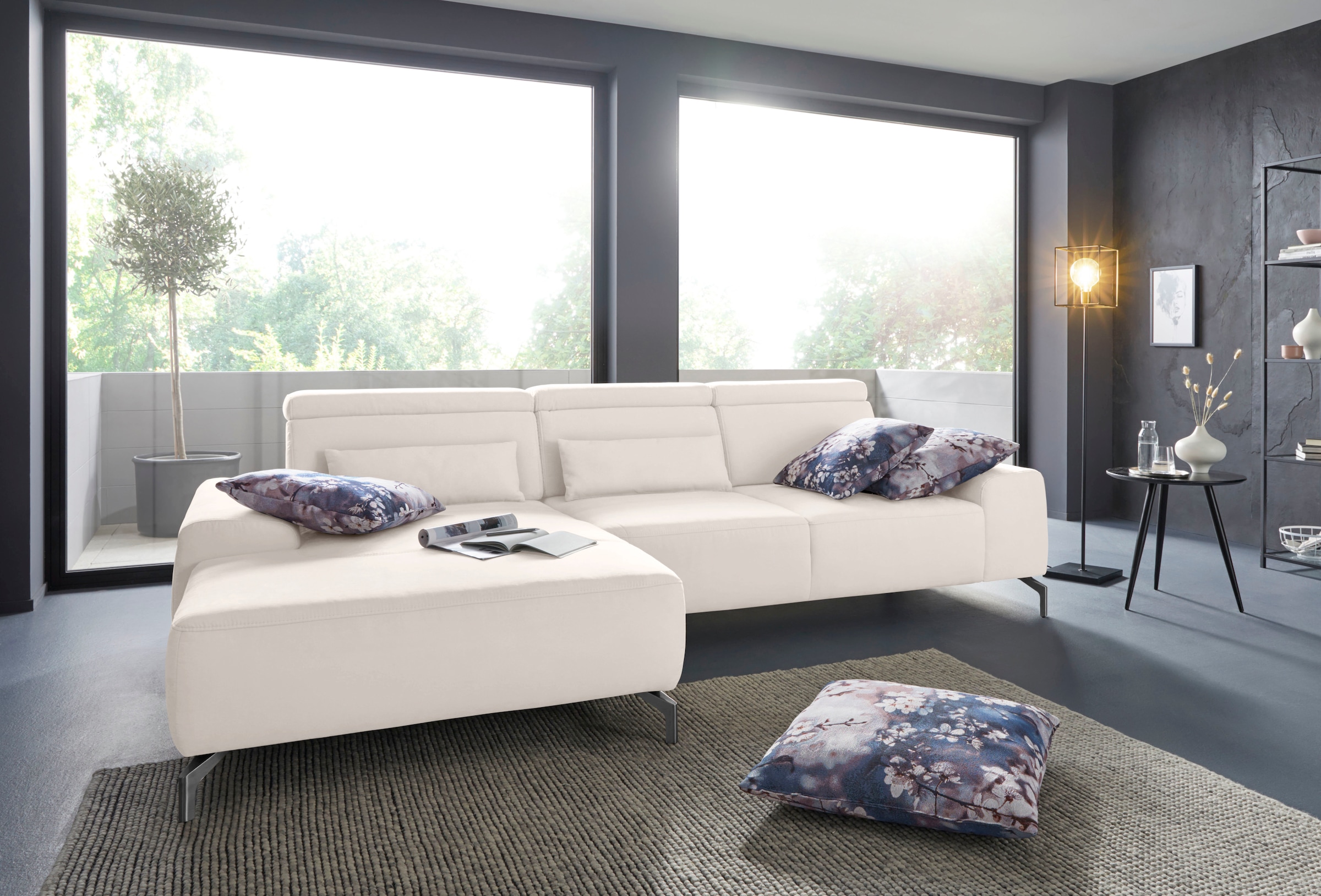 sit&more Ecksofa »Gizeh L-Form«, Fusshöhe 15 cm, inklusive Sitztiefenverstellung und Kopfteilverstellung