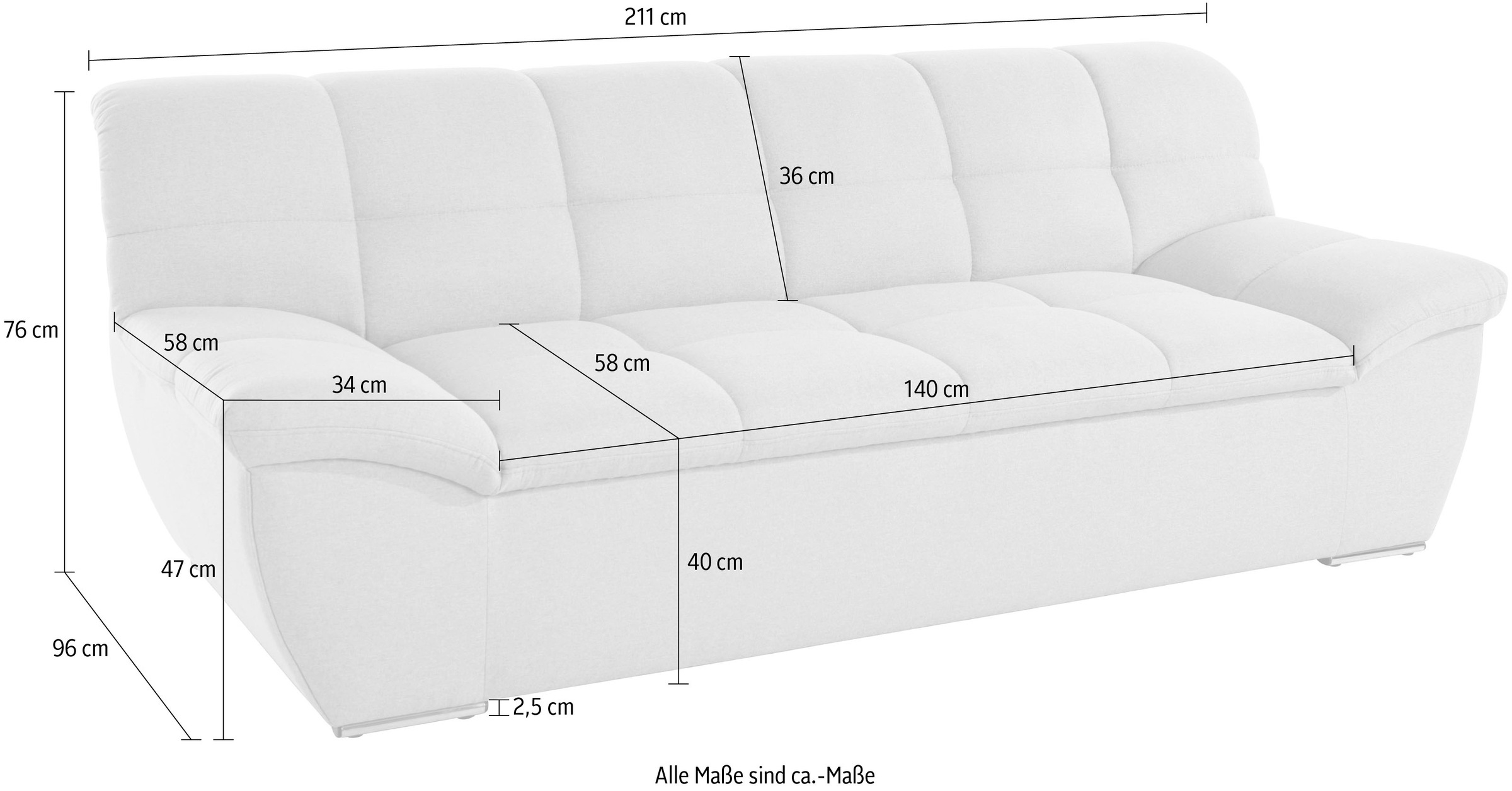 DOMO collection 2-Sitzer »Lagoa, moderne Sitzheftung, bequem und komfortabel«, frei im Raum stellbar, in grosser Farbauswahl