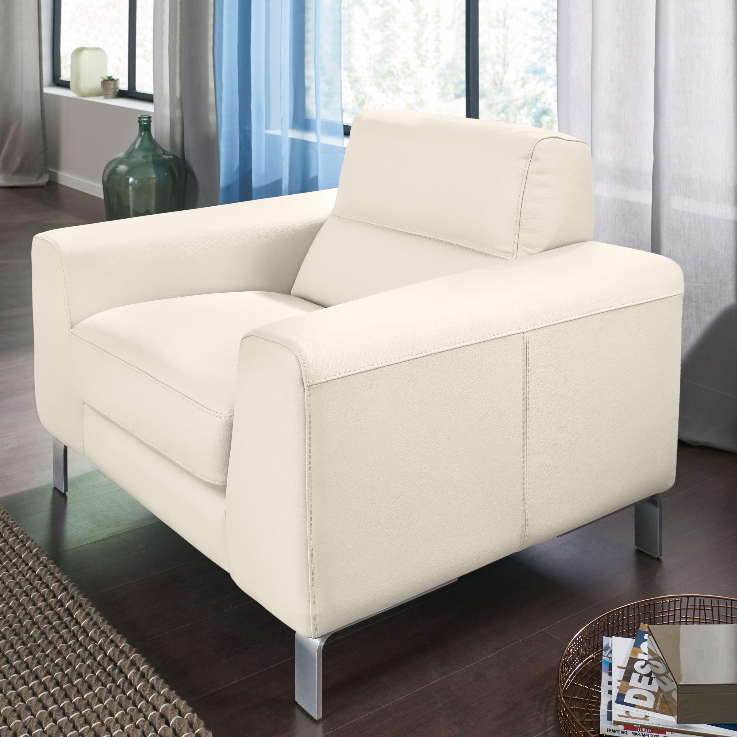 CALIA ITALIA Sessel »Simon Loungesessel, Designsessel, sehr bequem«, in zwei Lederqualitäten