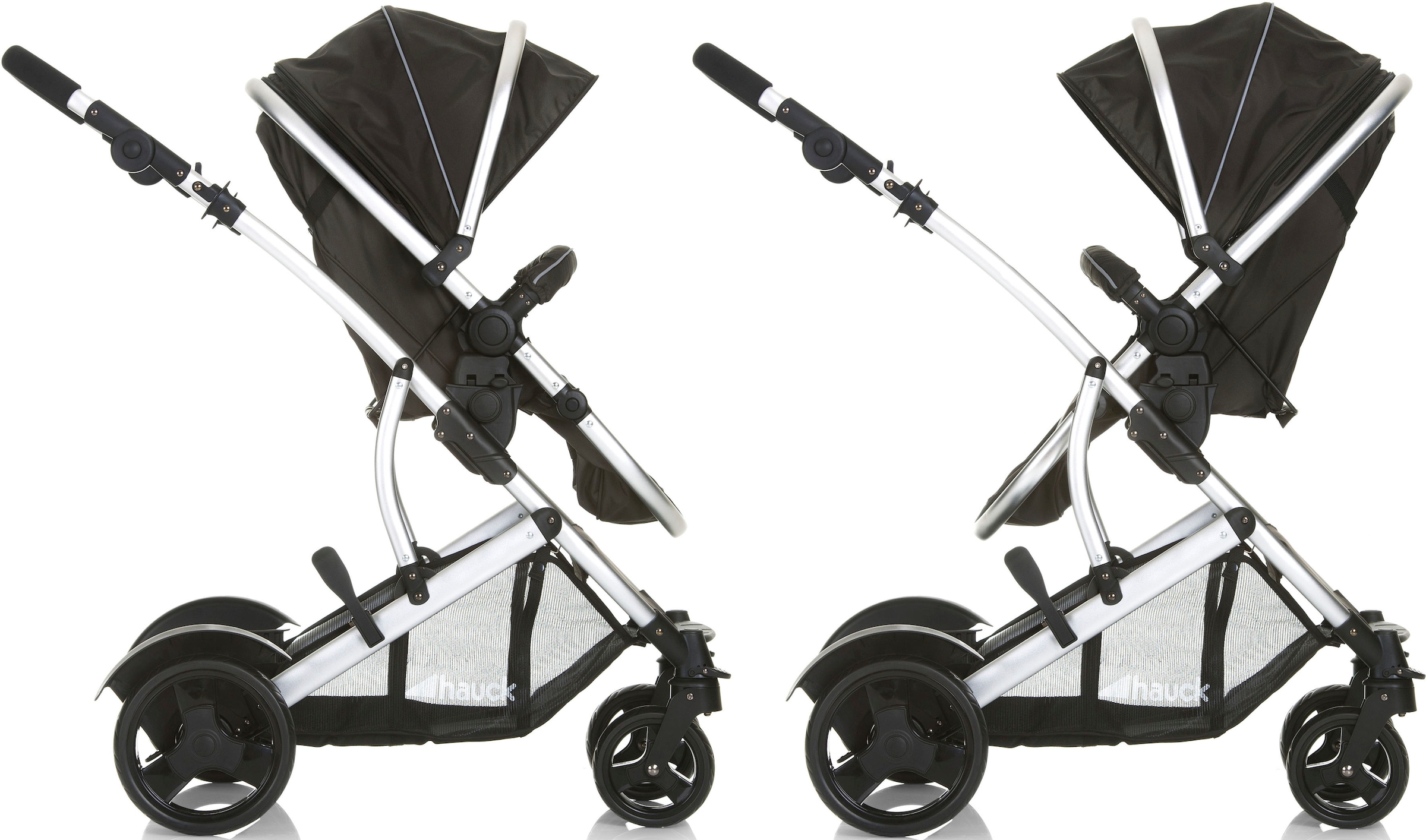 Hauck Geschwisterwagen »Duett 2 black«, 15 kg, mit Regenschutz, Kinderwagen