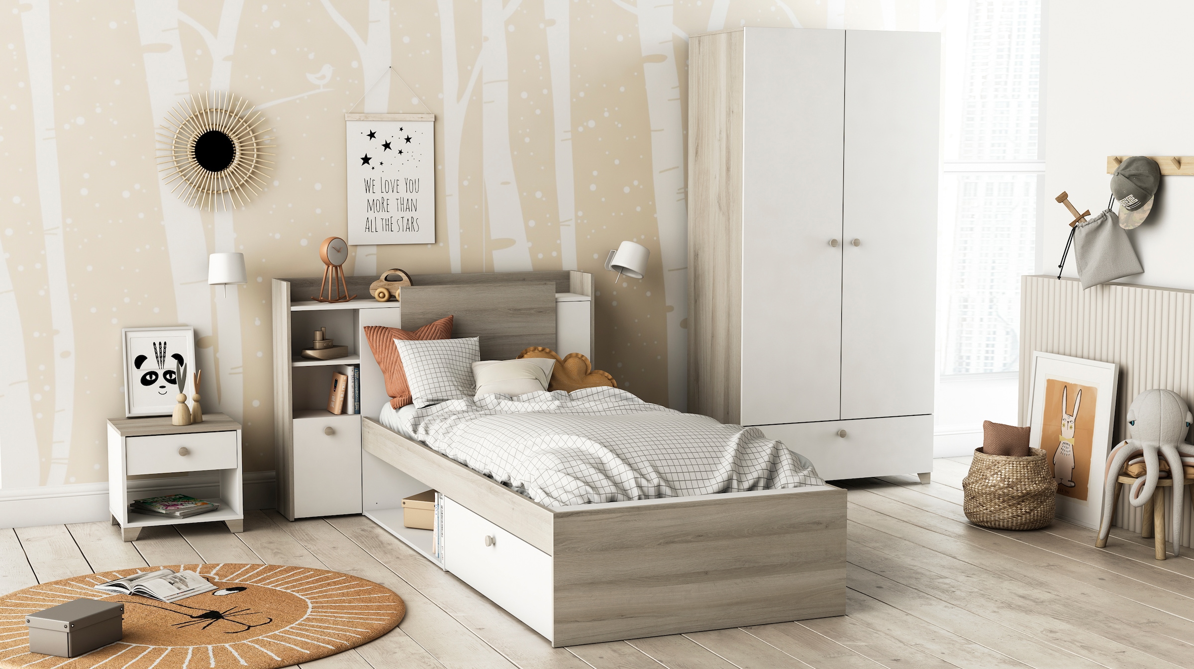 Demeyere GROUP Einzelbett »Life« ideal für kleine Räume, platzsparend, viel Stauraum