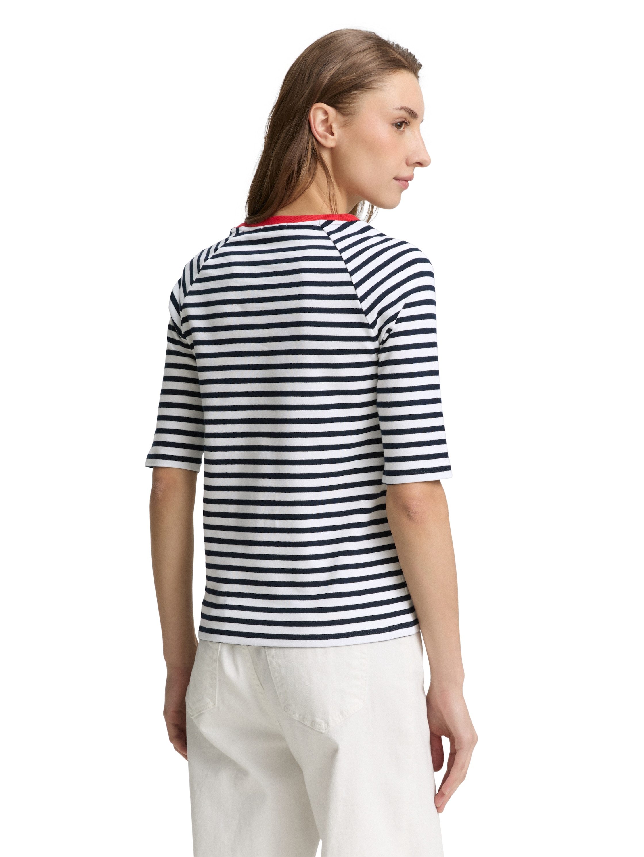 TOM TAILOR Denim Rundhalsshirt, mit Streifen-Muster