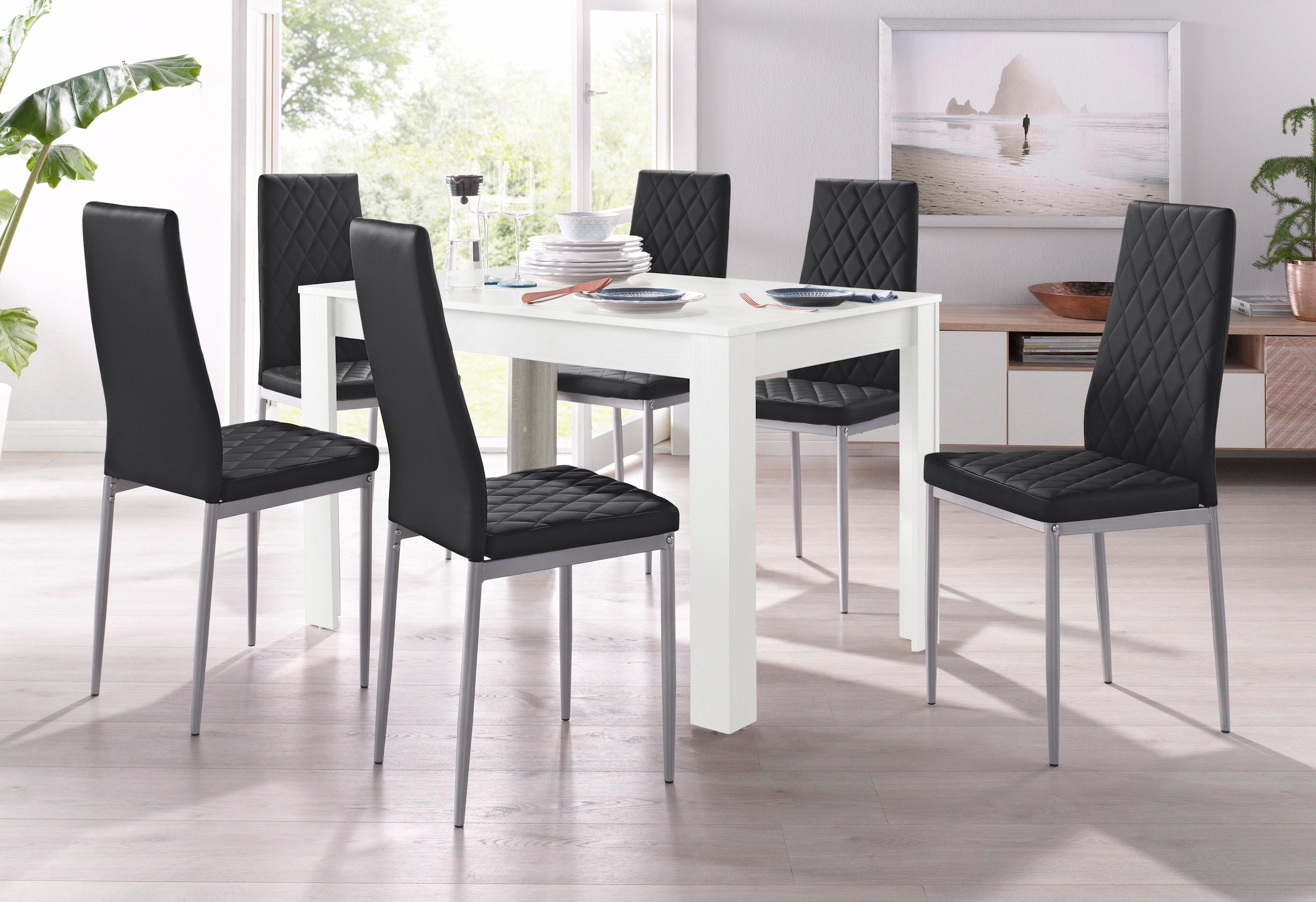 INOSIGN Essgruppe, (Set, 5 mit | cm online Tisch in Jelmoli-Versand Breite 120 bestellen tlg.), Weiss