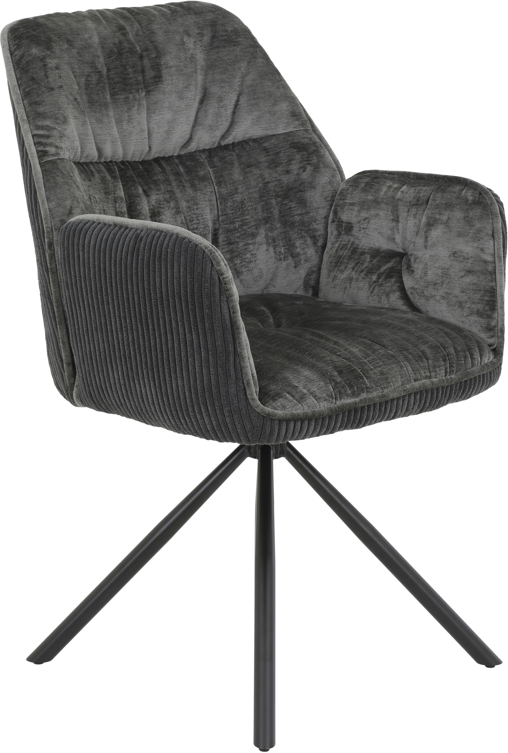 HELA Esszimmerstuhl "AMIRA drehbar" (Set) 2 Stk.Auto-Return 270, Materialmix Cord/Samtvelours