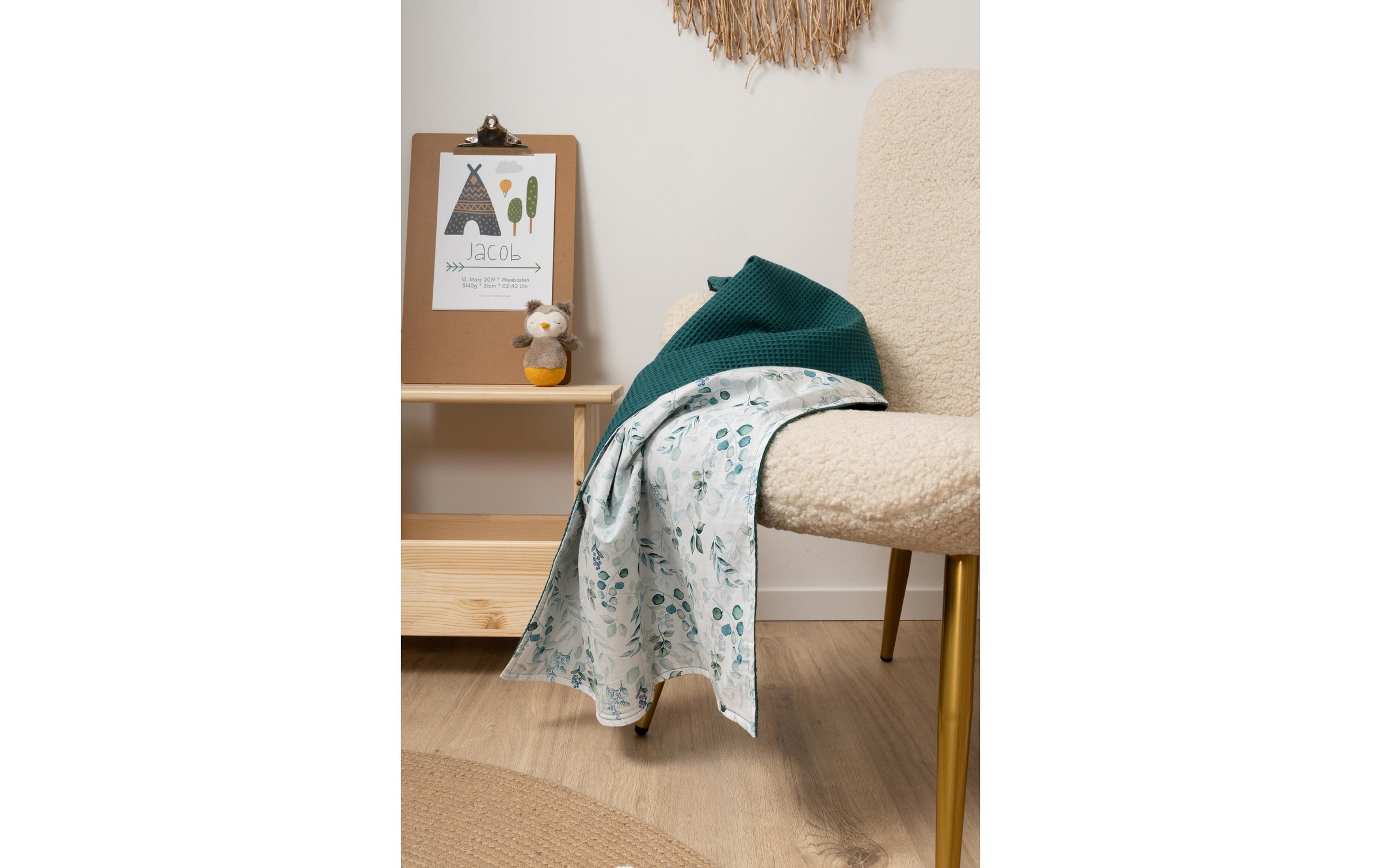 Babydecke »Ullenboom Eukalyptus Petrol 70 x 100 cm«