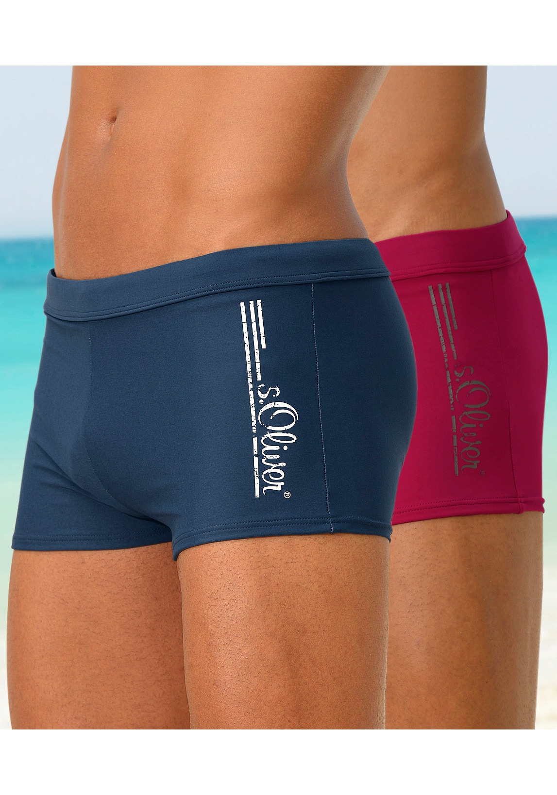 ♕ s.Oliver Boxer-Badehose, mit Logoschriftzug im coolen Used-Look online  kaufen | Jelmoli-Versand