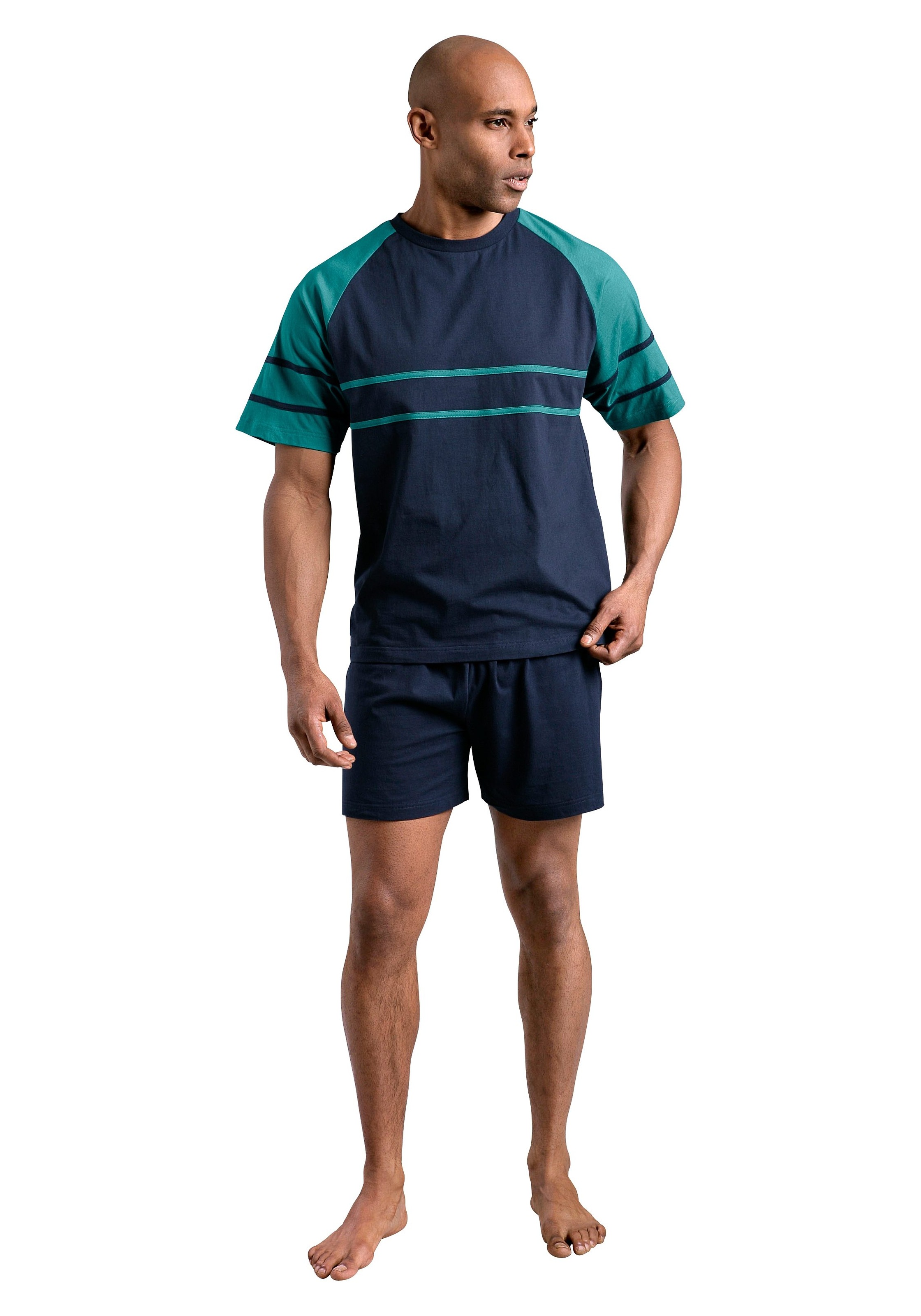 le jogger Pyjama Packung, 4 tlg. mit aufgesetzten Streifen