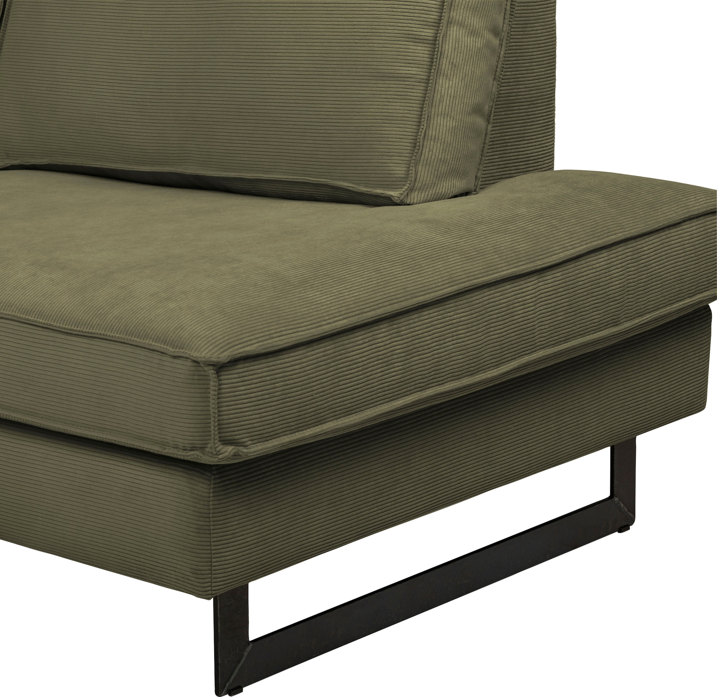 Places of Style Wohnlandschaft »Pinto, 350 cm, U-Form, XXL, mit Ottomanen«, Cord, Chenille, Lederoptik, mit Keder, Metallfüsse, Wellenunterfederung
