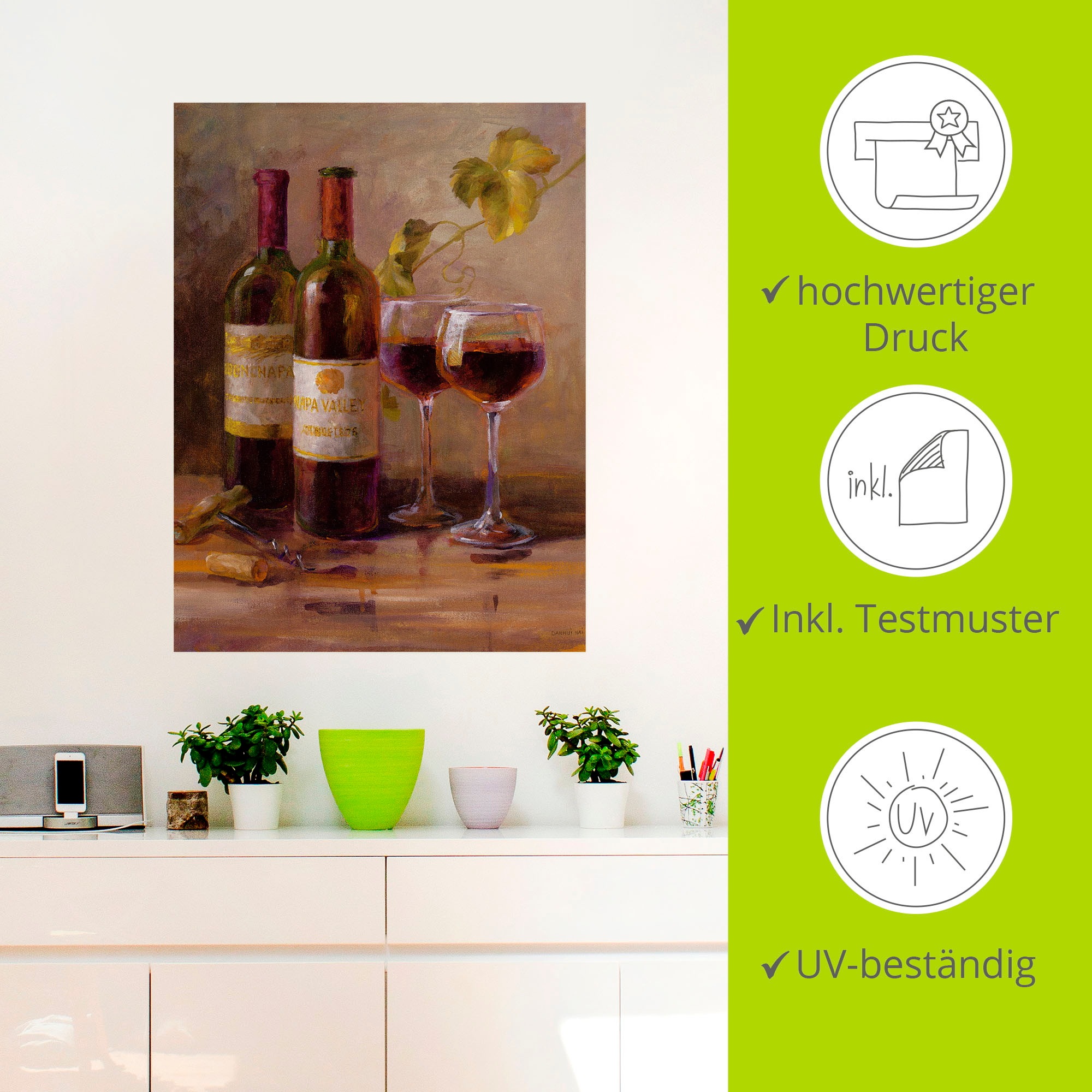 Artland Wandbild »Offener Wein I«, Getränke, (1 St.), als Leinwandbild, Poster, Wandaufkleber in verschied. Grössen