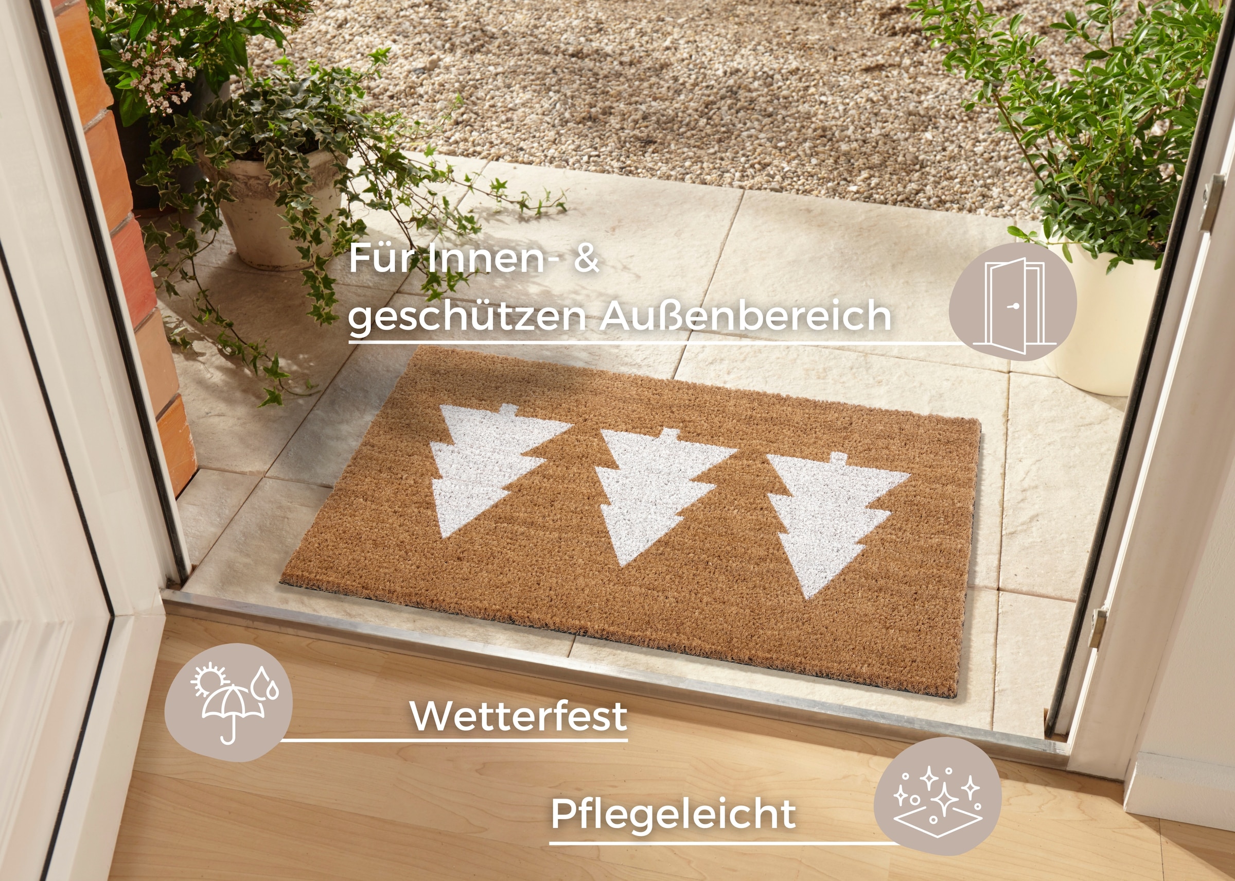 HANSE Home Fussmatte »Mix Mats Kokos Pine Trees«, rechteckig, 15 mm Höhe, Weihnachten, Schmutzfangmatte, Outdoor, Rutschfest, Innen, Kokosmatte