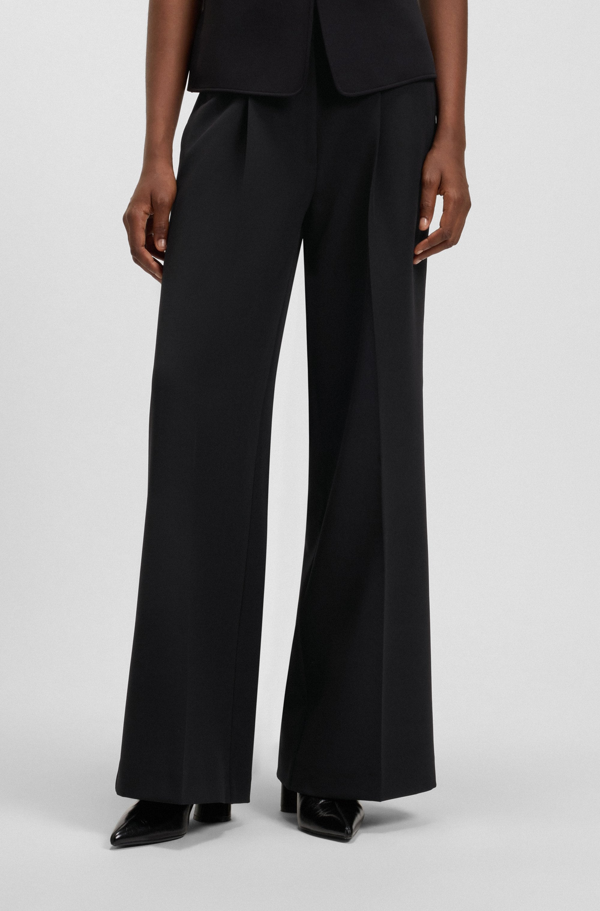 BOSS ORANGE Anzughose »Tiwi Premium Damenmode« Wide Leg mit Bügelfalte