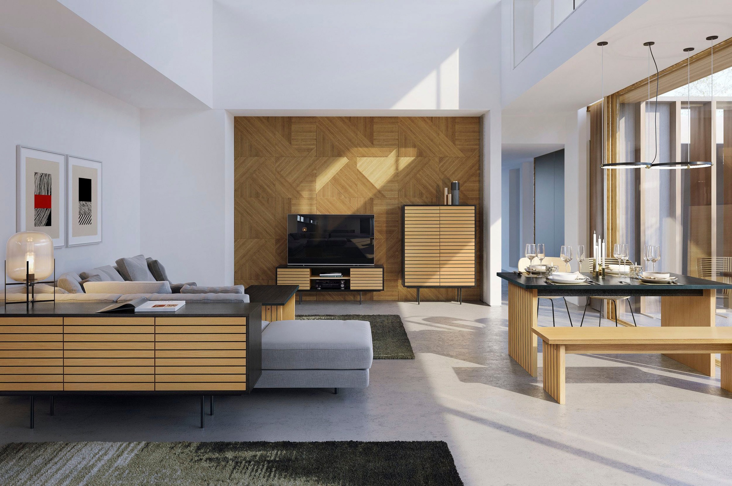 Woodman Esstisch »Stripe«, Holzfurnier aus Eiche, FSC®-zertifiziert