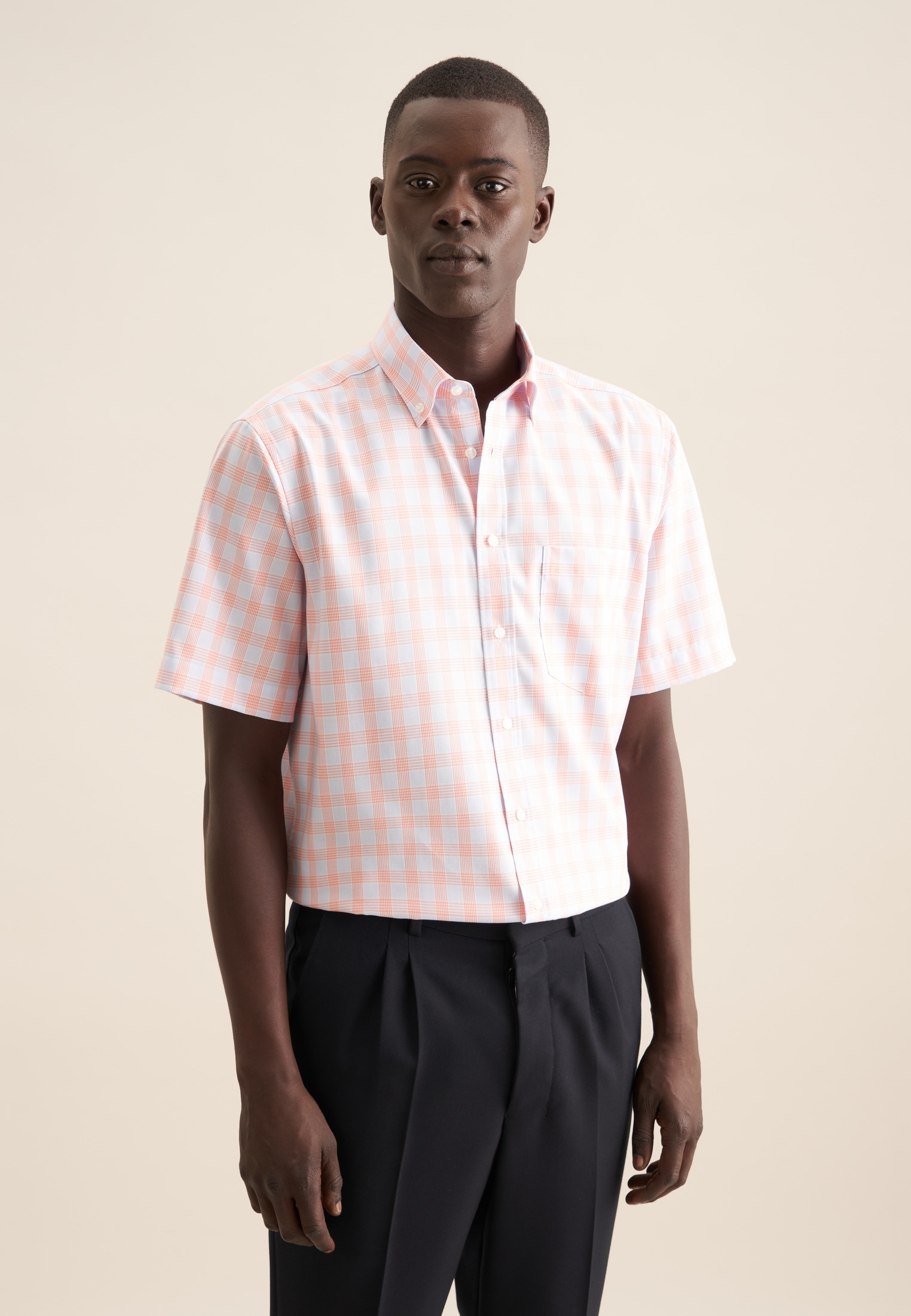 seidensticker Businesshemd »Comfort« Comfort 1/2 Button-Down-Kragen Karo