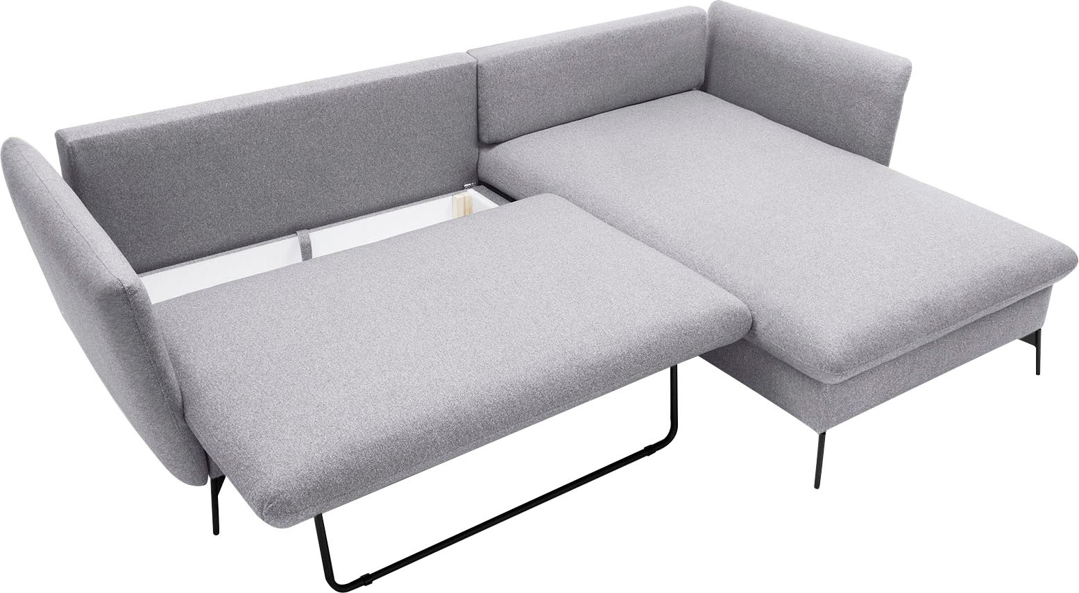 andas Ecksofa »LIVORNO,258 cm, L-Form,«, Schlaffunktion u. Bettkasten (139/224cm), Samt, Struktur, Webstoff