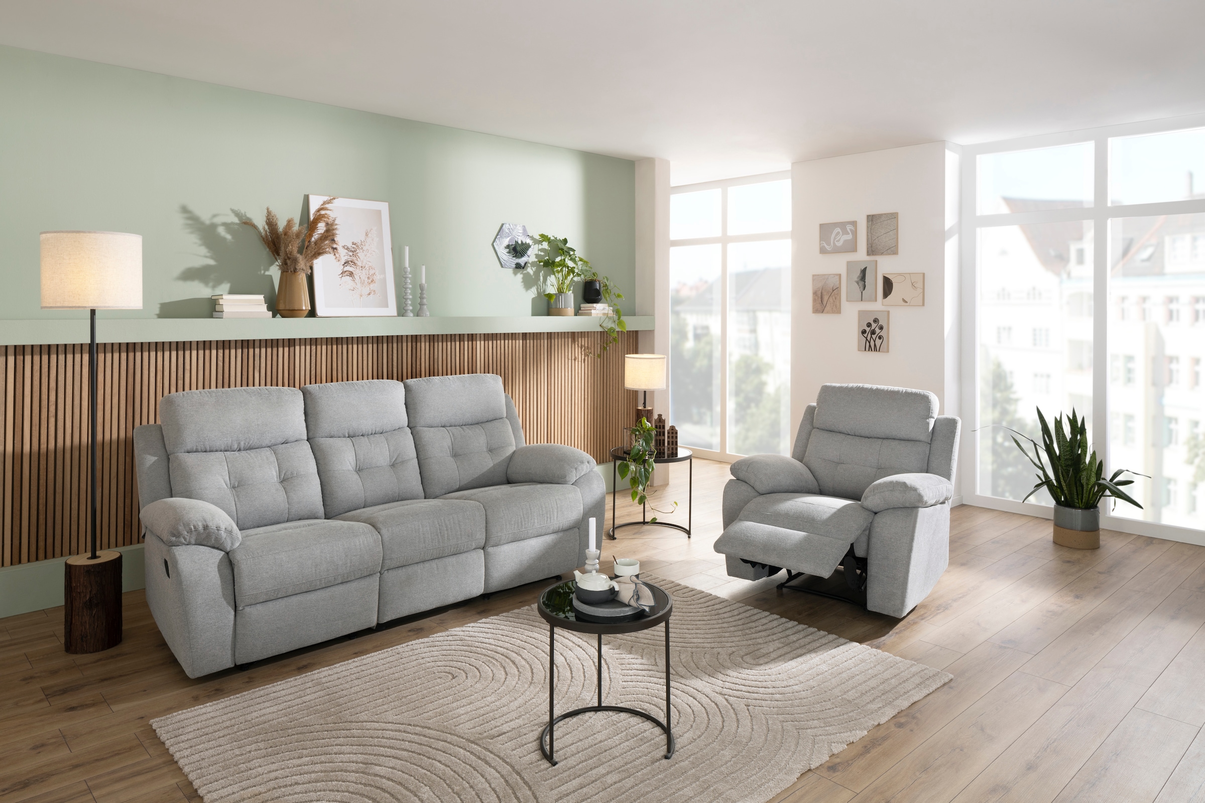 Home affaire Relaxsessel »Lannilis mit Liegefunktion, Fernsehsessel«, mit manueller oder elektrischer Relaxfunktion, hellgrau