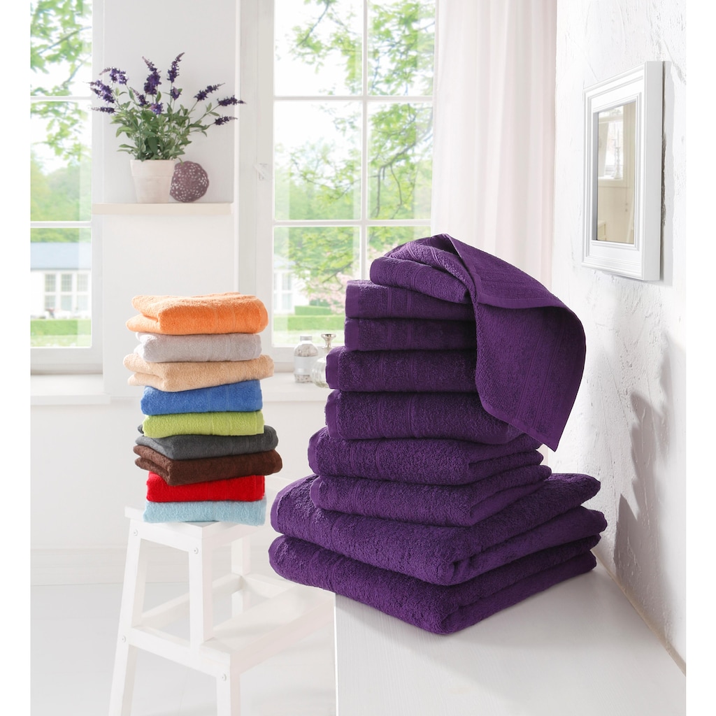 my home Handtuch Set »Inga, Handtücher mit feiner Bordüre,«, (Set, 10 St., 2 Seiftücher-2 Gästetücher-4 Handtücher-2 Duschtücher)
