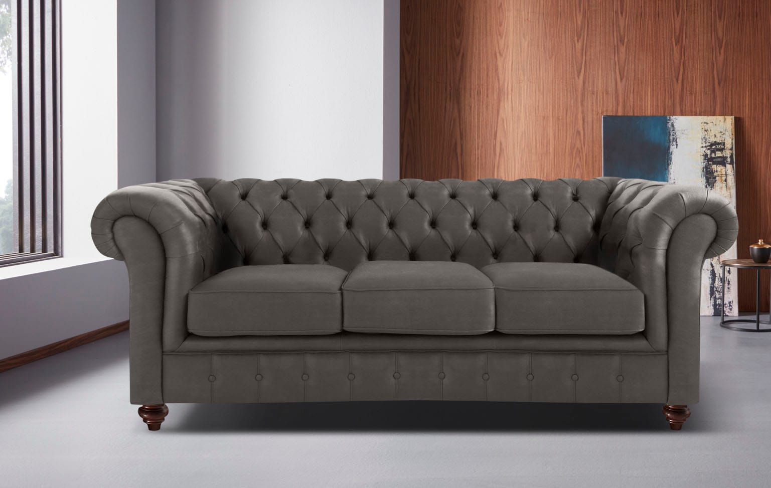 Home affaire Chesterfield-Sofa »Chesterfield 3-Sitzer B/T/H: 198/89/74 cm«, mit hochwertiger Knopfheftung, auch in Leder