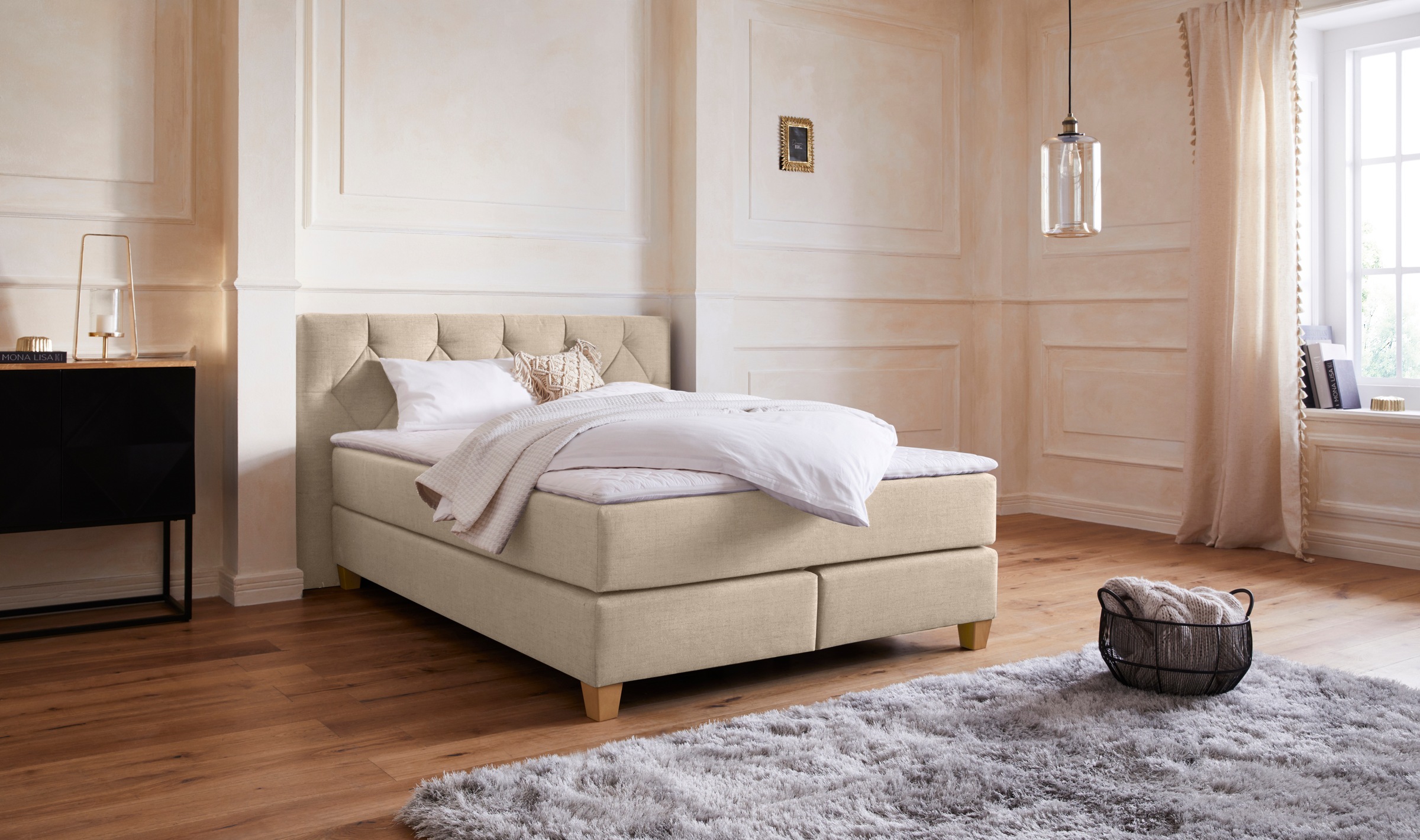 Home affaire Boxspringbett "Harmones" in 3 Breiten, Härtegrad auch im Mix mit je 1 Matratze in H2 und H3