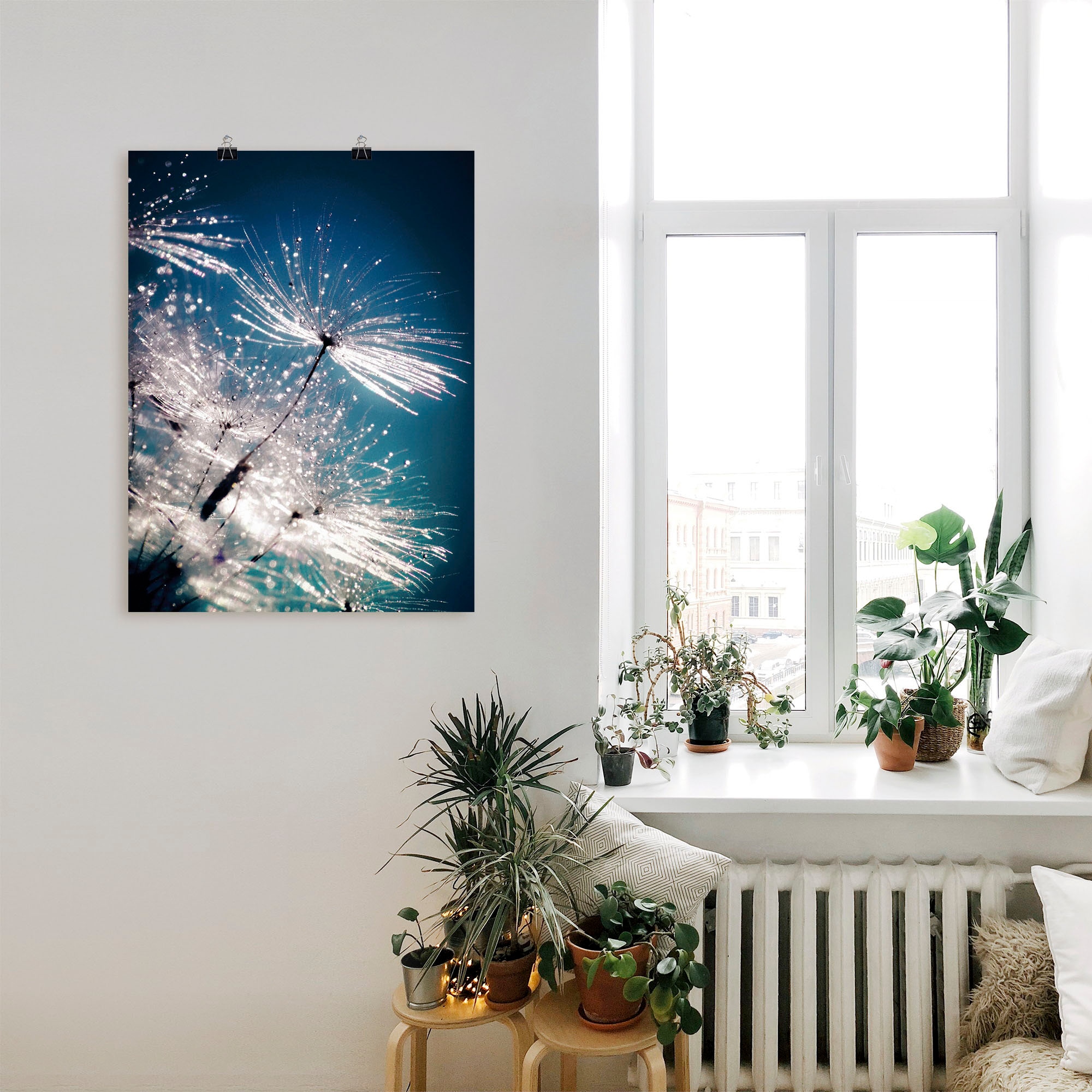 Artland Wandbild »Pusteblume Kristallschirmchen«, Blumen, (1 St.), auf Keilrahmen gespannt