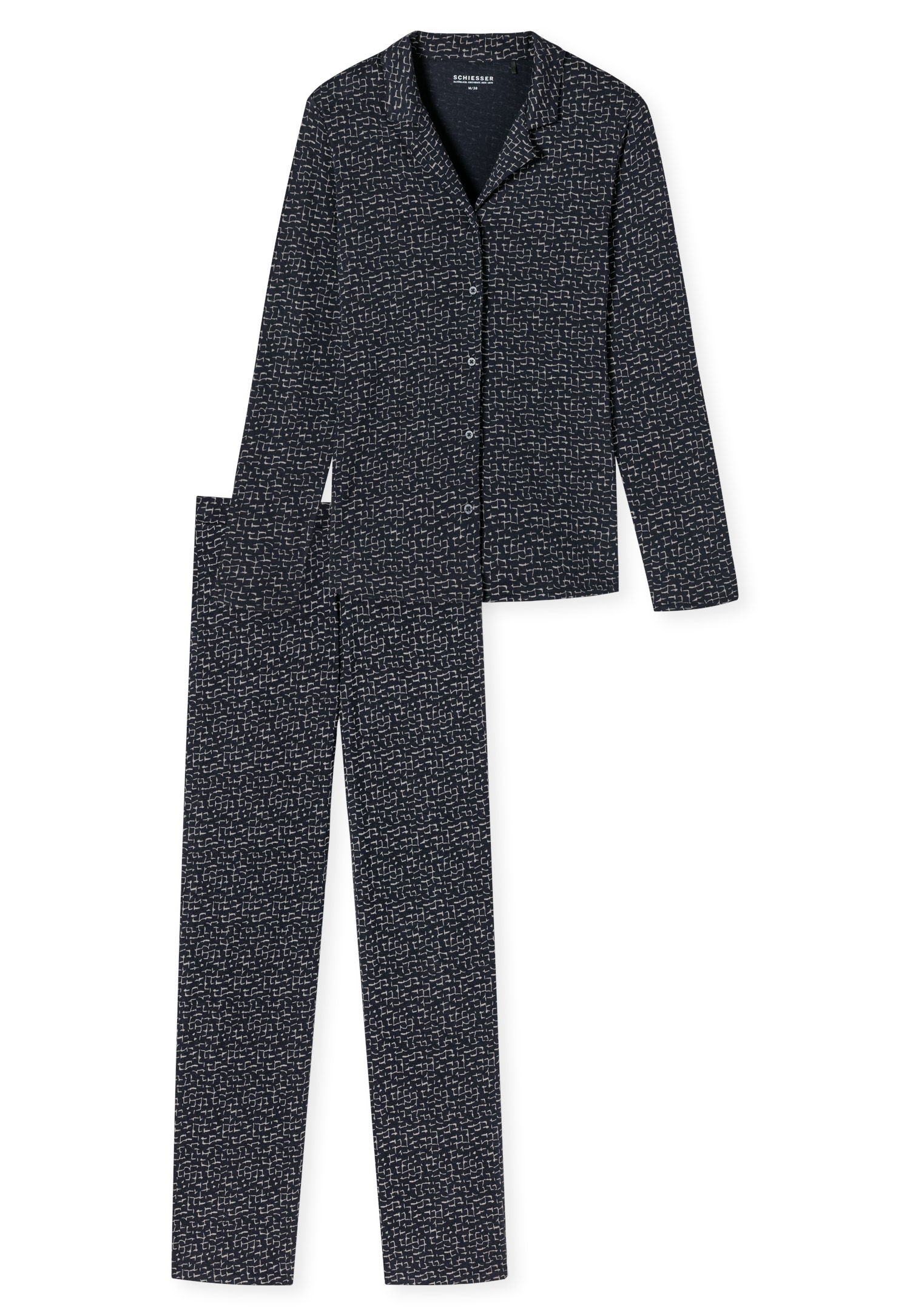 Schiesser Pyjama »"Contemporary Nightwear"«, (Set, 2 tlg.), Oberteil mit Reverskragen und durchgehender, funktionaler Knopfleiste