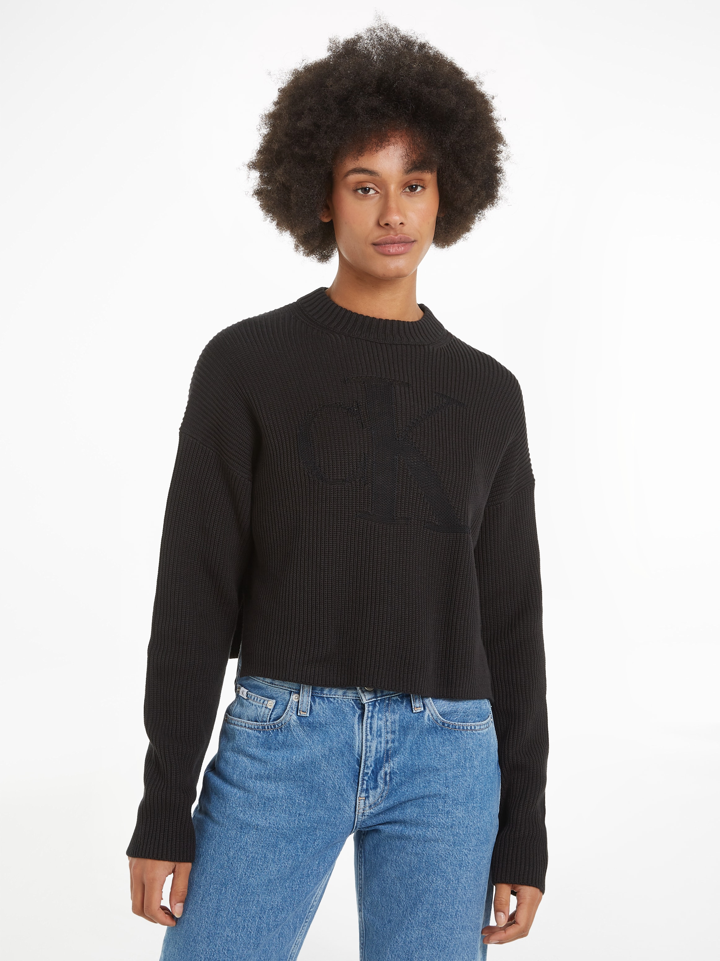 Calvin Klein Jeans Stehkragenpullover »LOGO INTARSIA REGULAR SWEATER«, mit Logostickerei