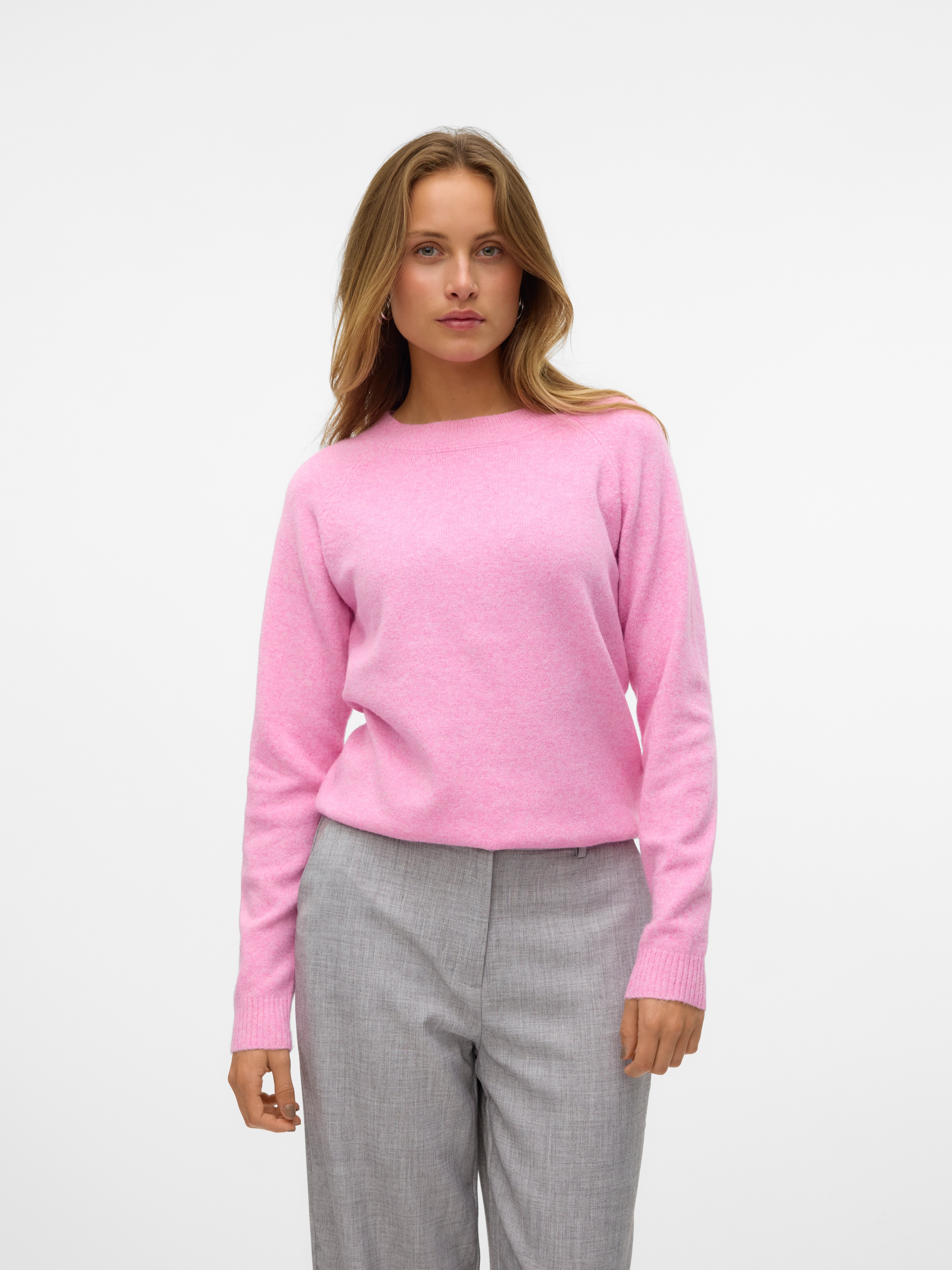 Vero Moda Rundhalspullover »VMDOFFY LS O-NECK BLOUSE GA NOOS« Materialmix, regular fit