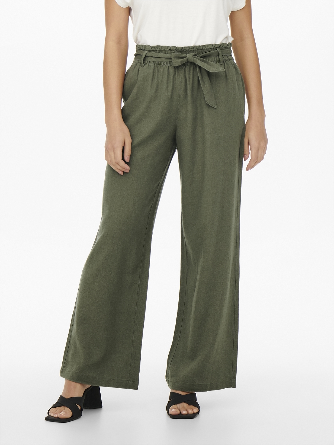 JDY Culotte »JDYSAY MW LINEN BELT PANT WVN NOOS« Sommerhose mit Leinen