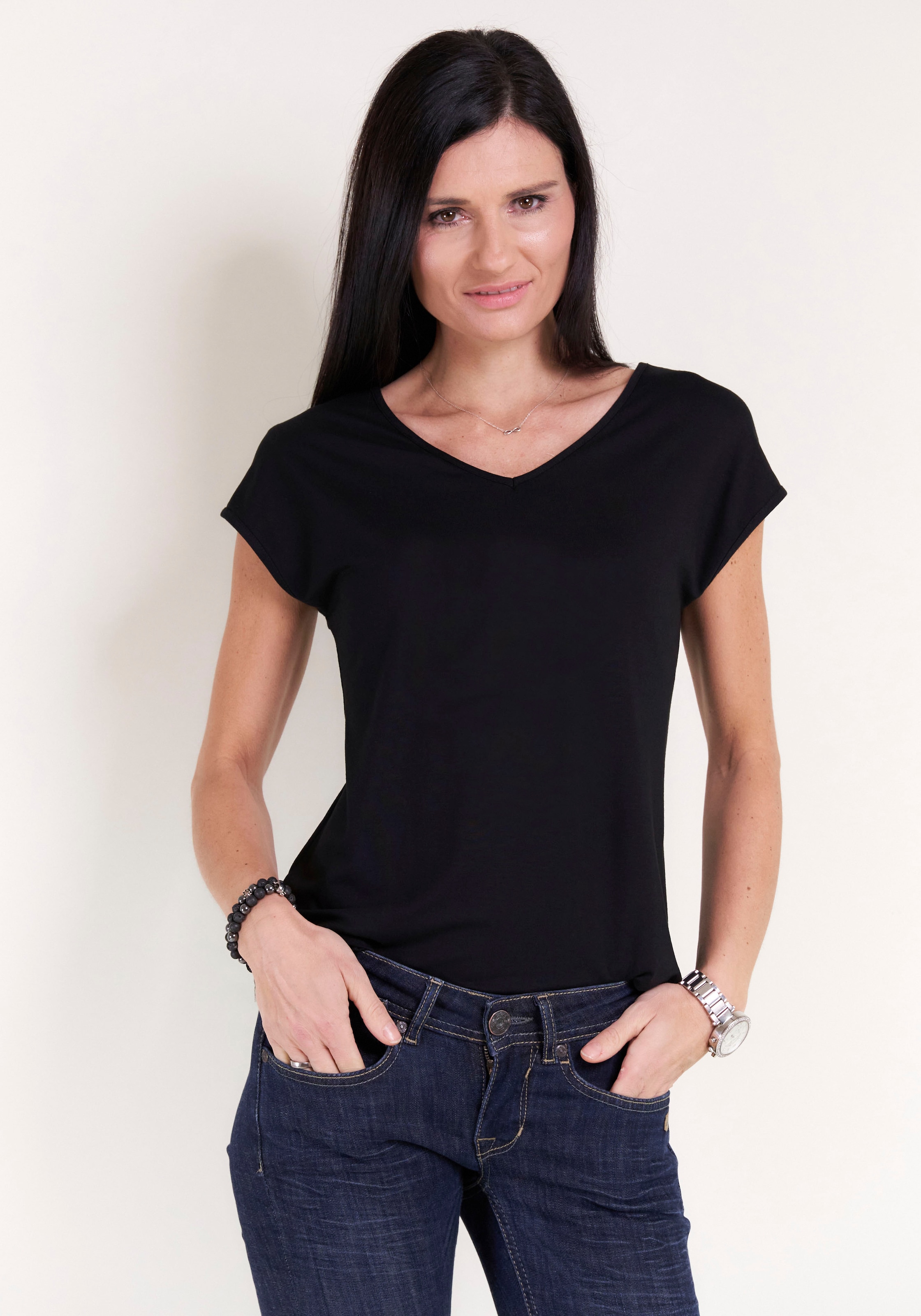 V- MADE T-Shirt, Ausschnitt, rundem online shoppen bei Jelmoli-Versand Seidel mit Schweiz GERMANY Moden oder IN