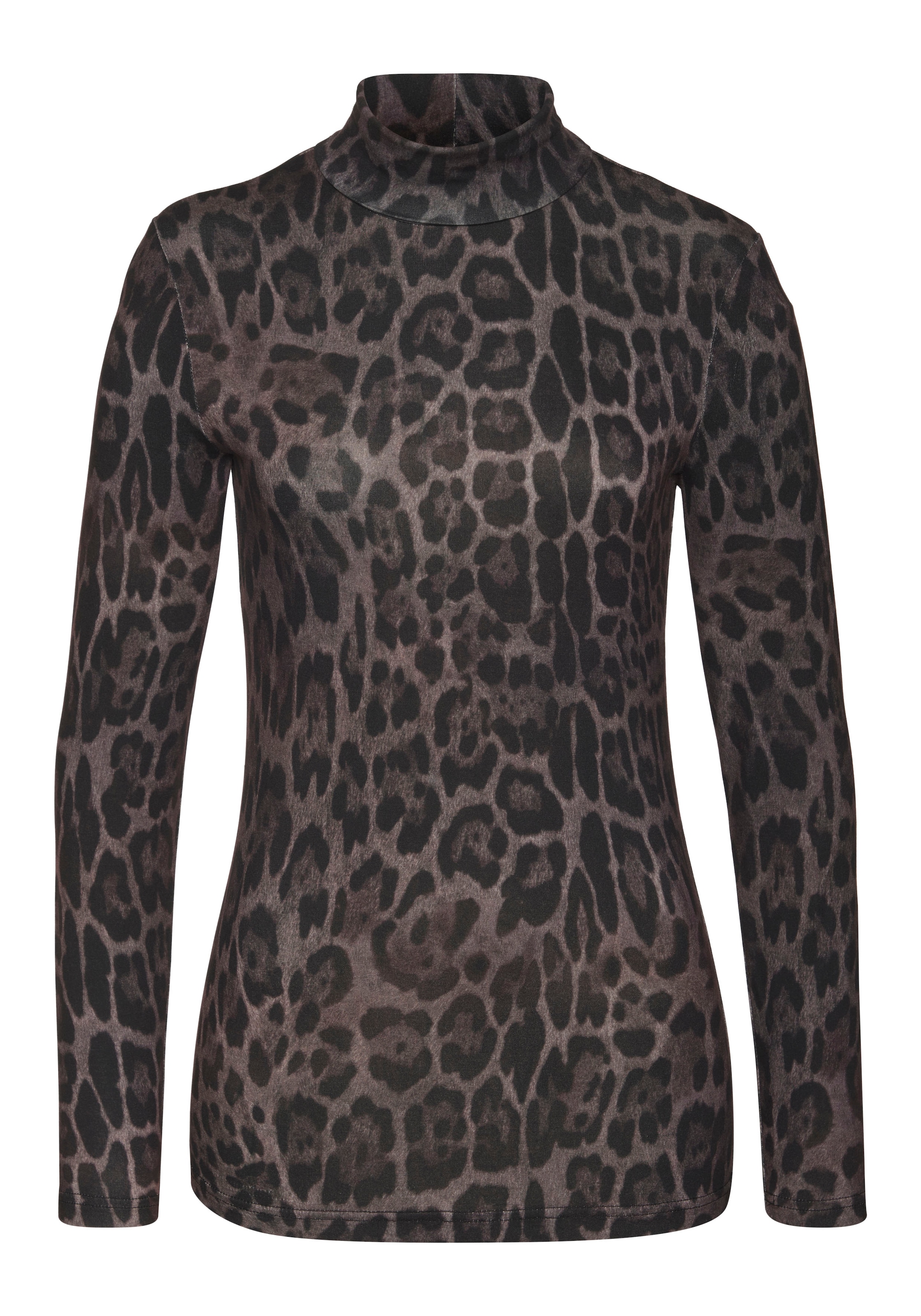 LASCANA Rollkragenshirt, mit Animalprint, Jerseyshirt, modisches Basic