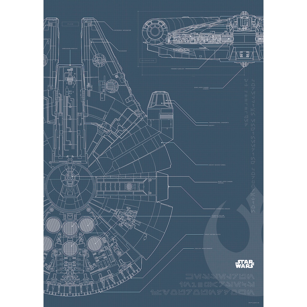 Komar Poster »Star Wars Blueprint Falcon«, Star Wars, (1 St.)