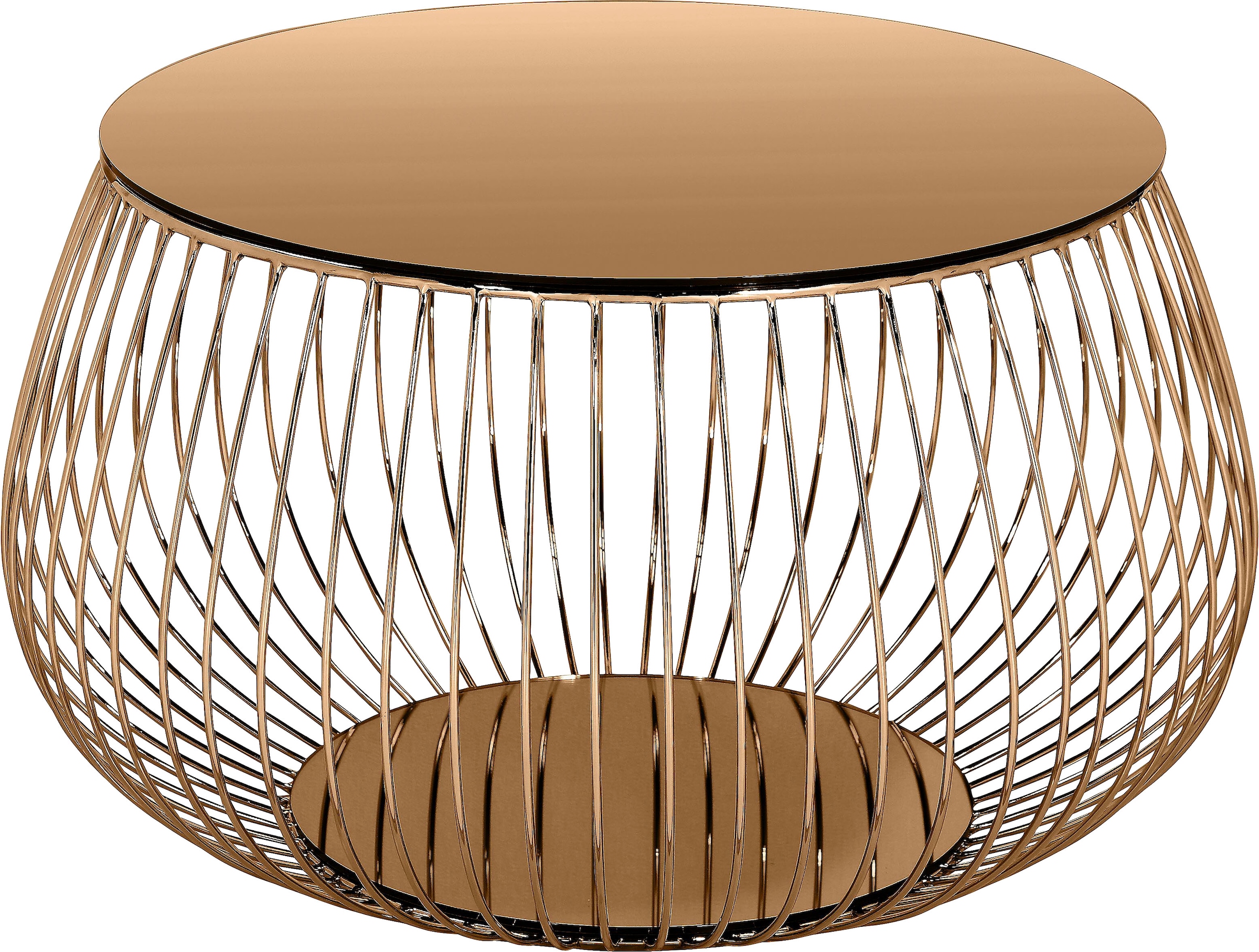 SalesFever Couchtisch, Kristallglasplatte mit Marmordruck oder rosegoldfarben