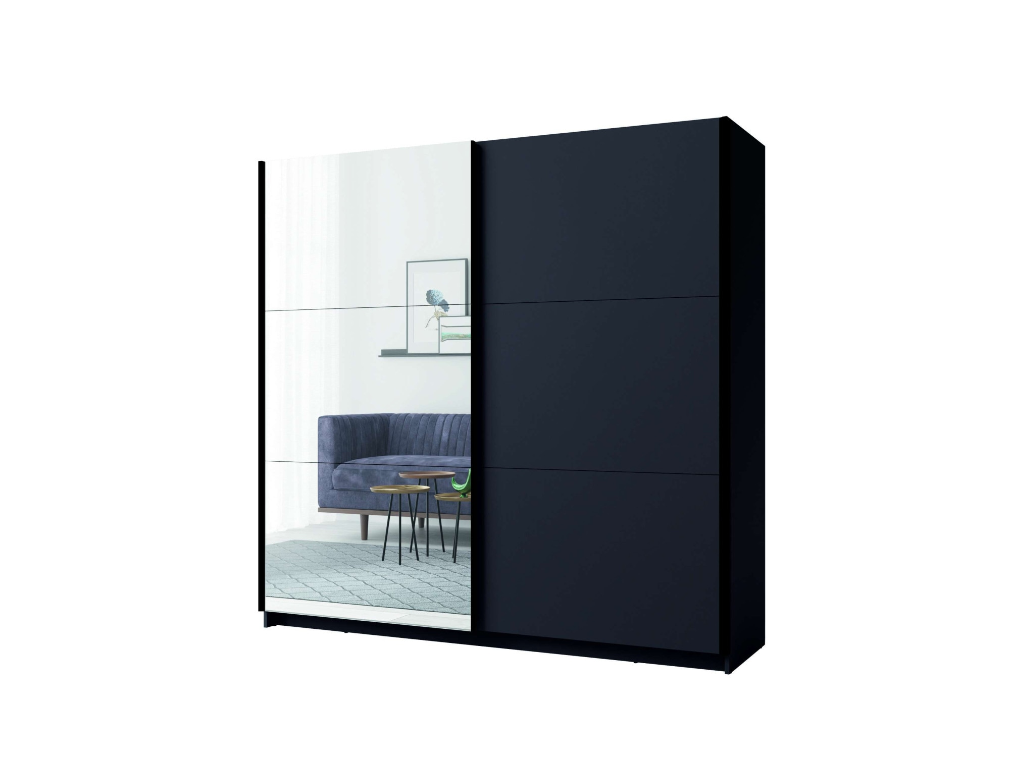 Home affaire Kleiderschrank »Kleiderschrank Fresno mit 5 Einlegeböden, Spiegel und Kleiderstange«, Garderobe mit 2 Schwebetüren, B/H/T 150/207/62 cm