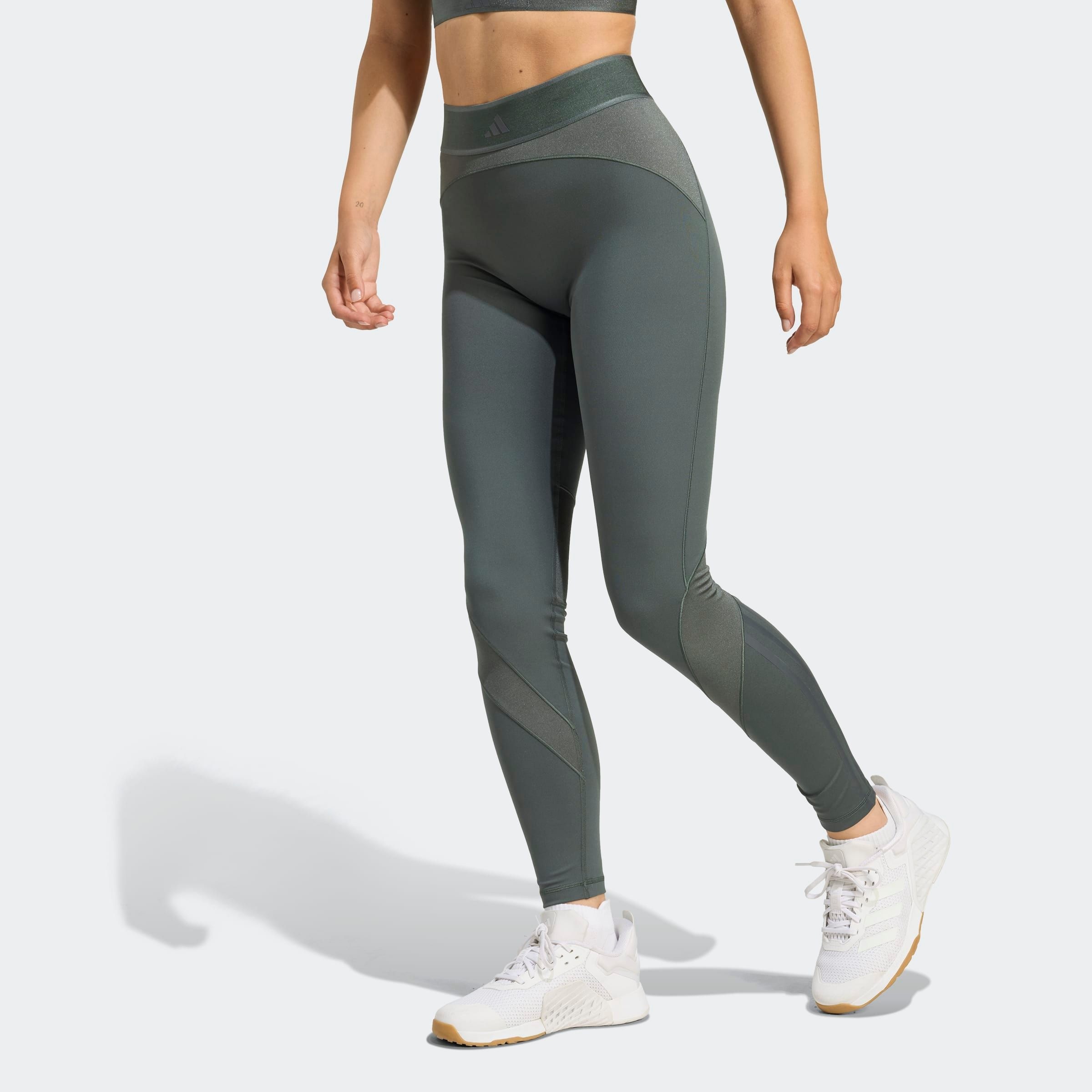 adidas Performance Trainingstights "HYPERGLAM SHINE FULL-LENGTH LEGGINGS" sportlicher Mix aus glänzendem und mattem Material, mit Jacquard-Bund