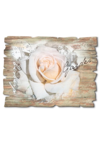 Holzbild »In Buchstaben - Rose«, Blumen, (1 St.)