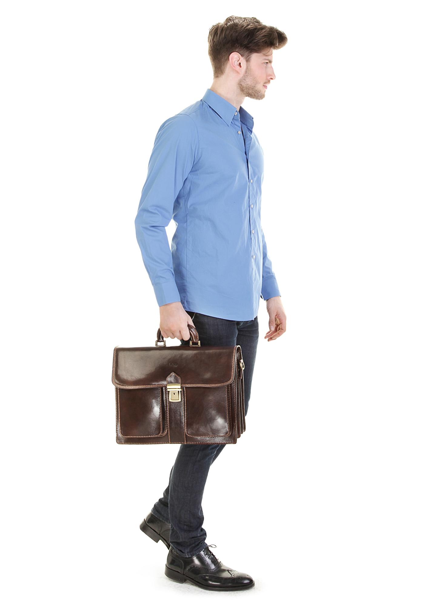 Bagan Aktentasche, echt Leder, Made in Italy