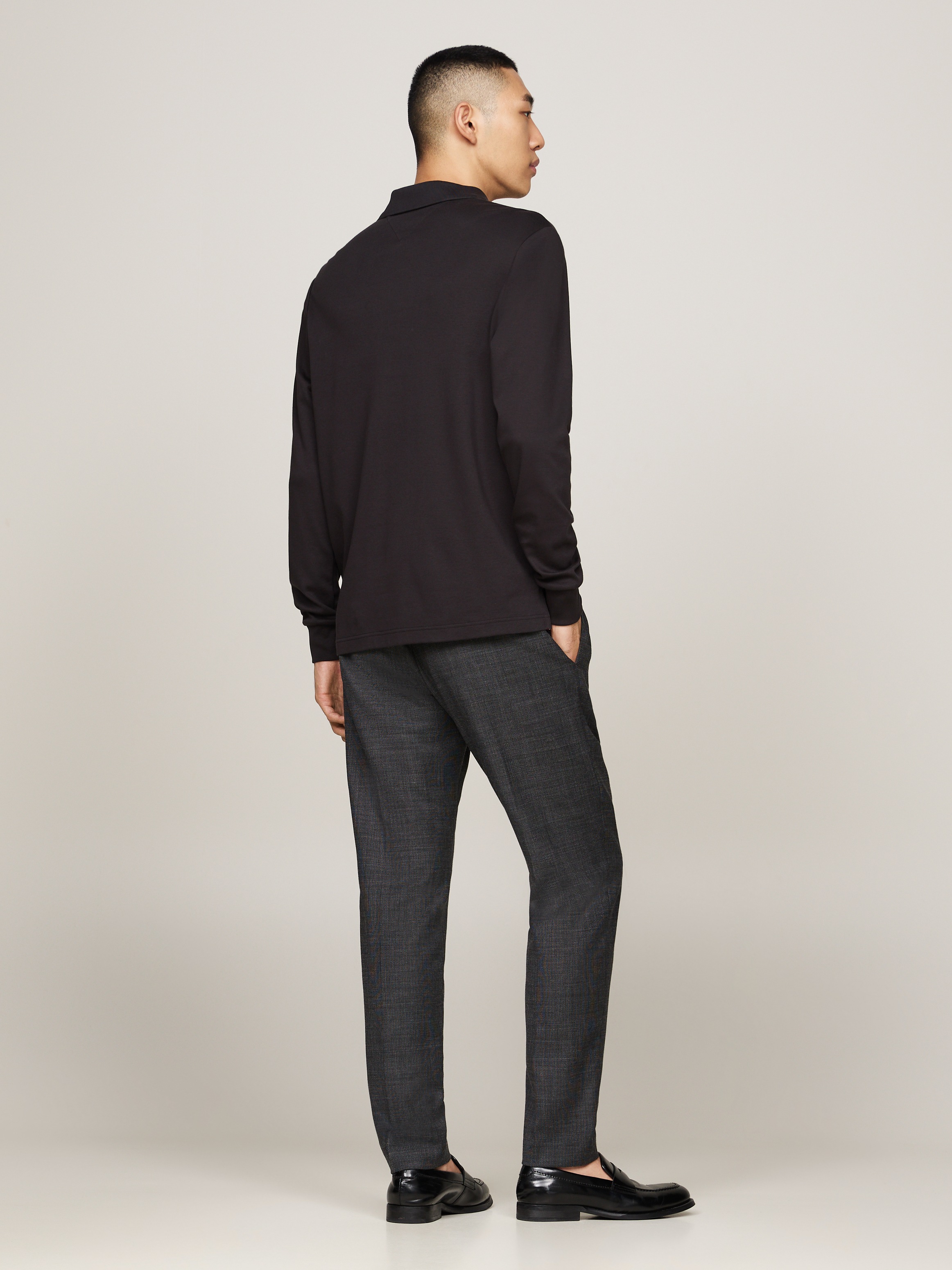 Tommy Hilfiger Langarm-Poloshirt »L/S LIQUID COTTON REG POLO mit Jersey und Markenlabel«, unifarben, casual, regular fit, Baumwolle, Polokragen