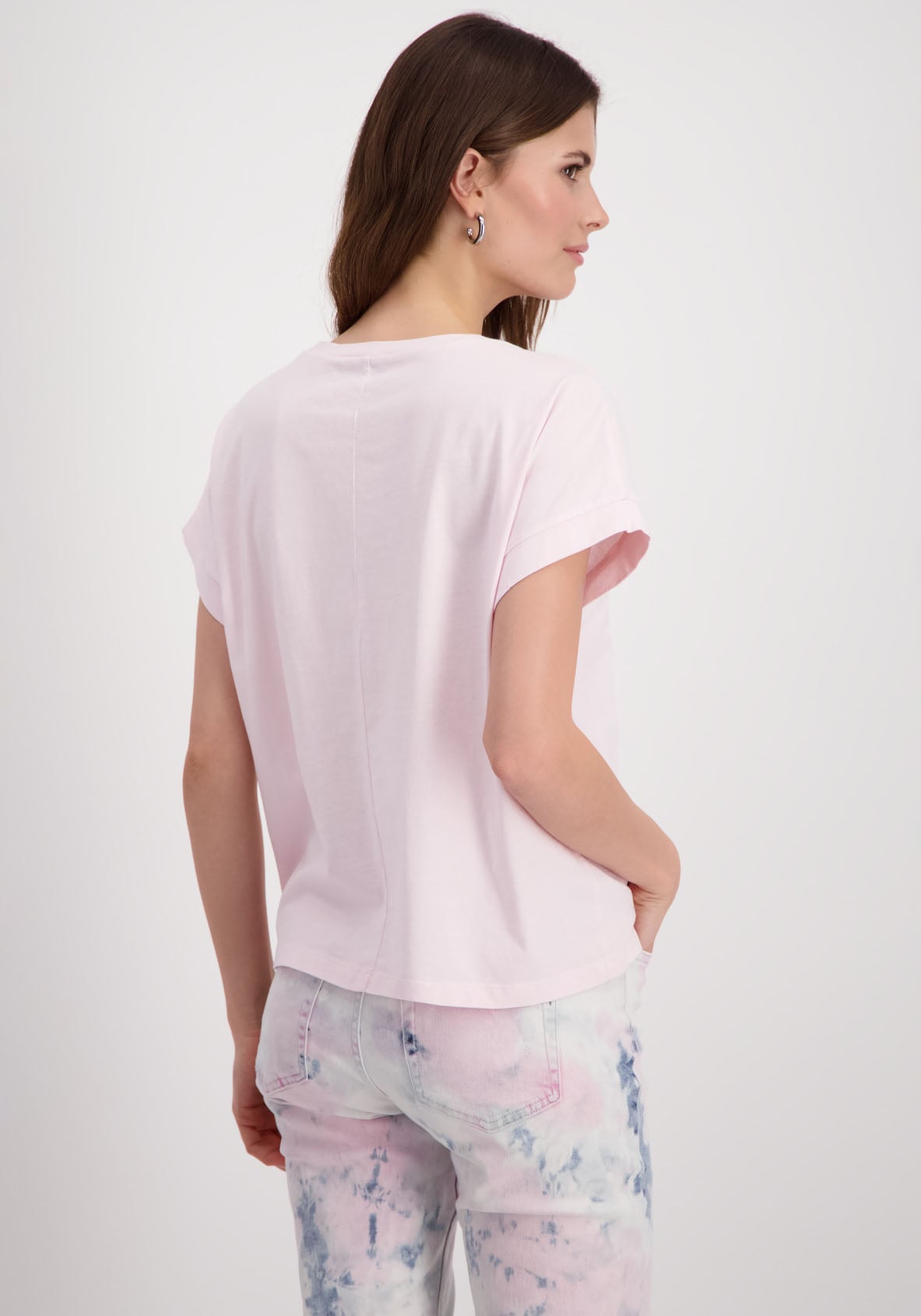 Monari Rundhalsshirt, mit gestickten Blumen