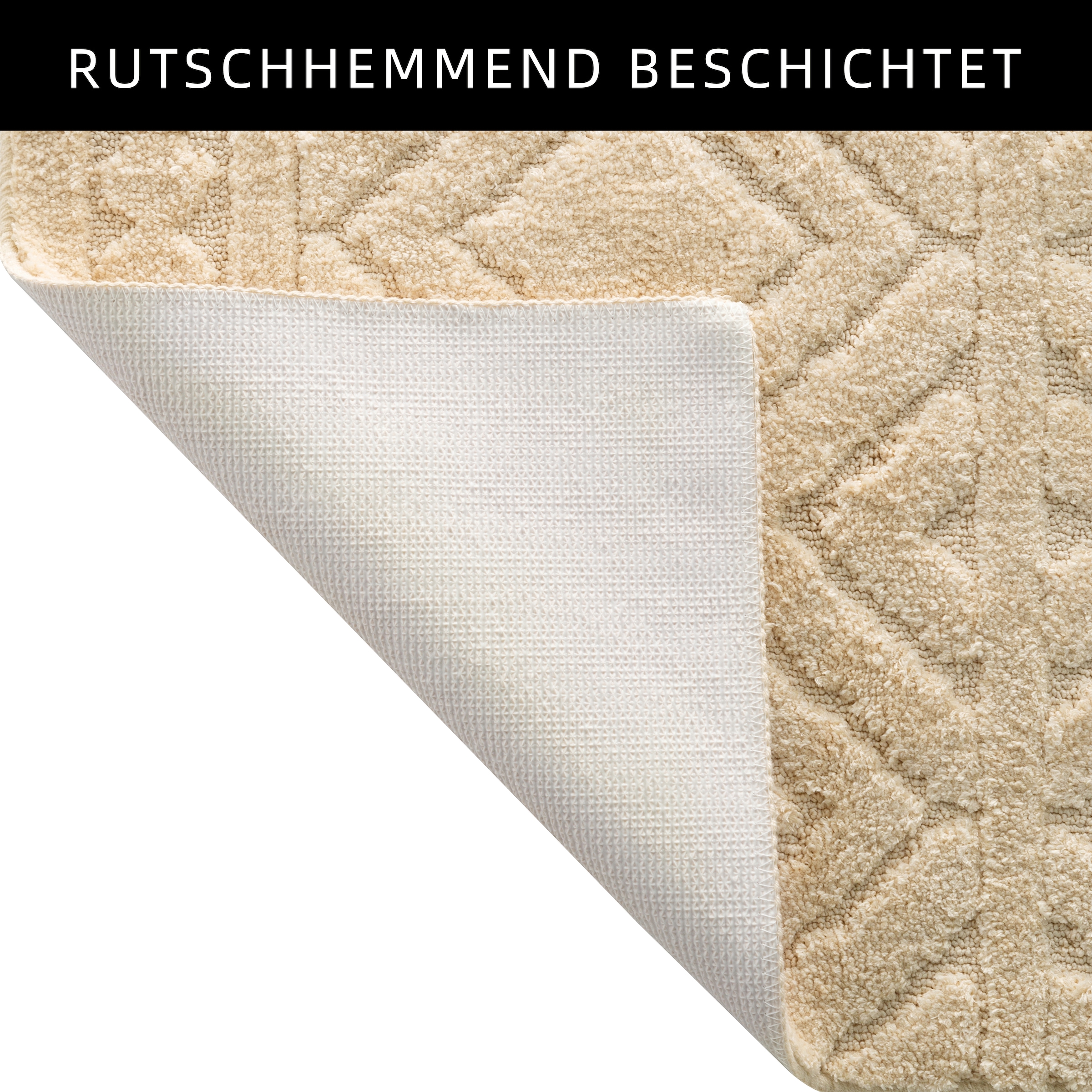 my home Badematte »Louvres, Badvorleger, Badezimmer Teppich, Duschvorleger«, rutschhemmend beschichtet, schnell trocknend, Badteppich, Uni Farben, Hoch-Tief Effekt, Boho-Style