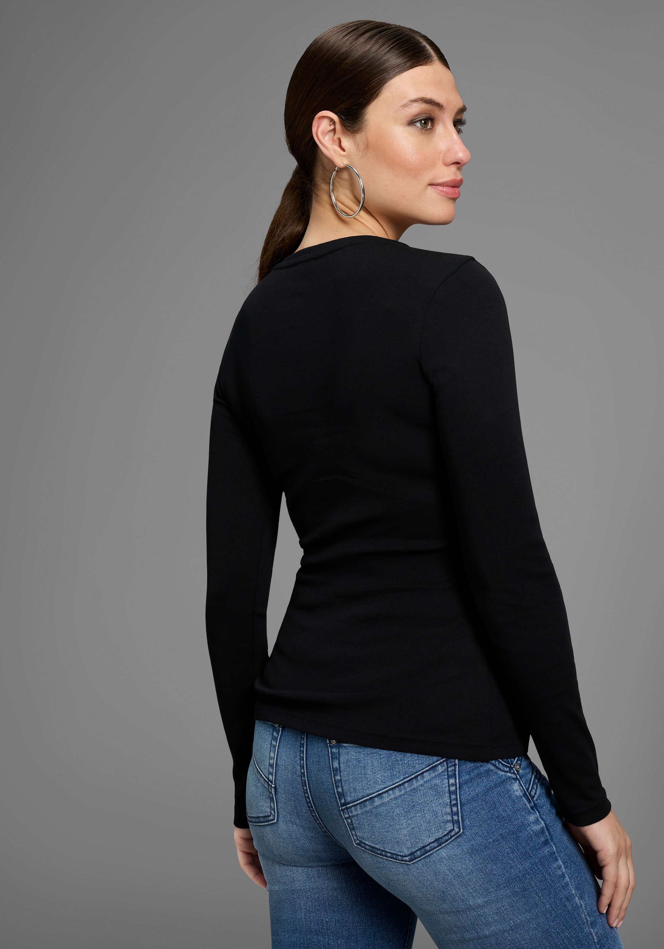 Bruno Banani Longsleeve, mit Reissverschluss im Ausschnitt - NEUE KOLLEKTION